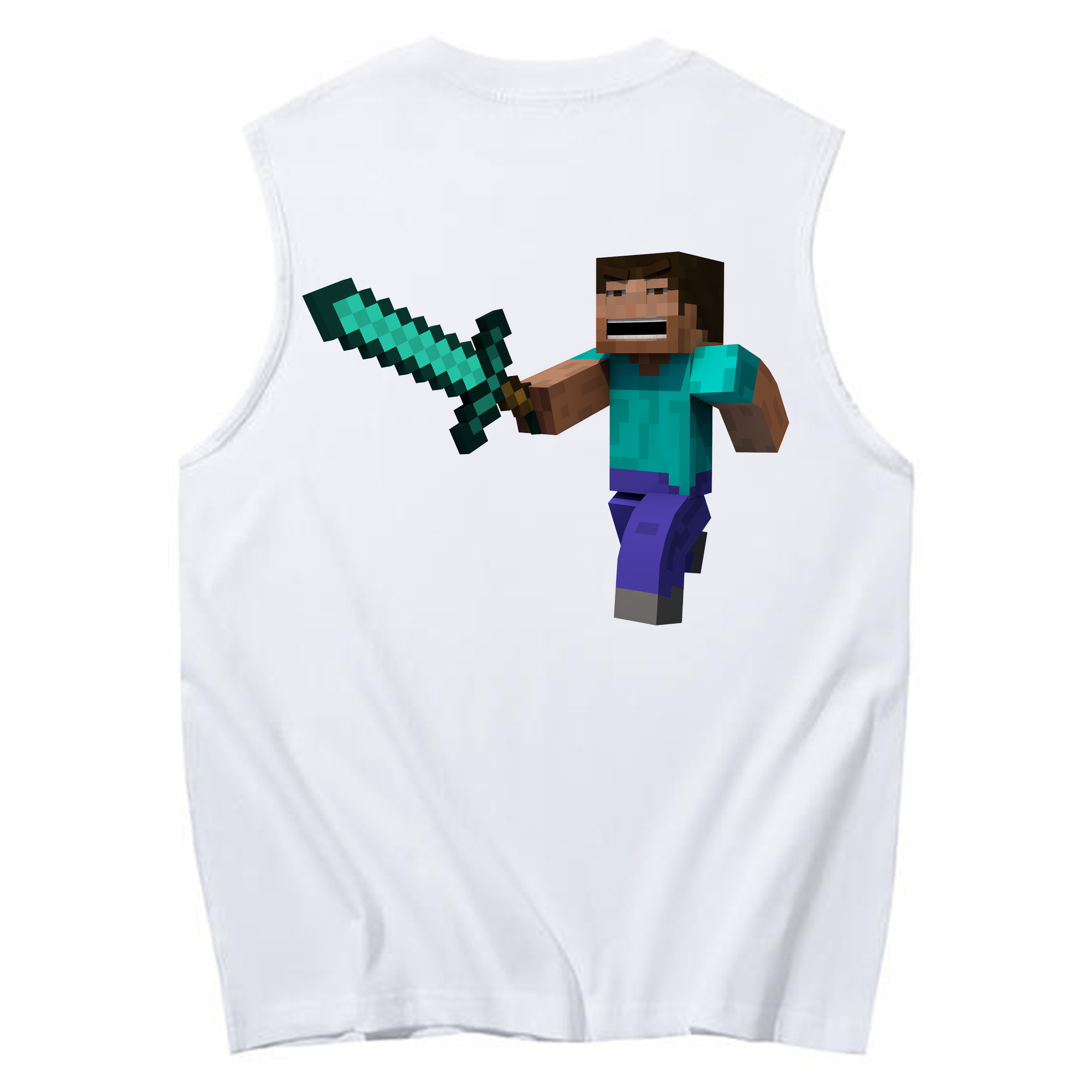 （画像用） マインクラフト ブロックの世界 Minecraft MC Block world コットン100％タンクトップ（背面プリント）