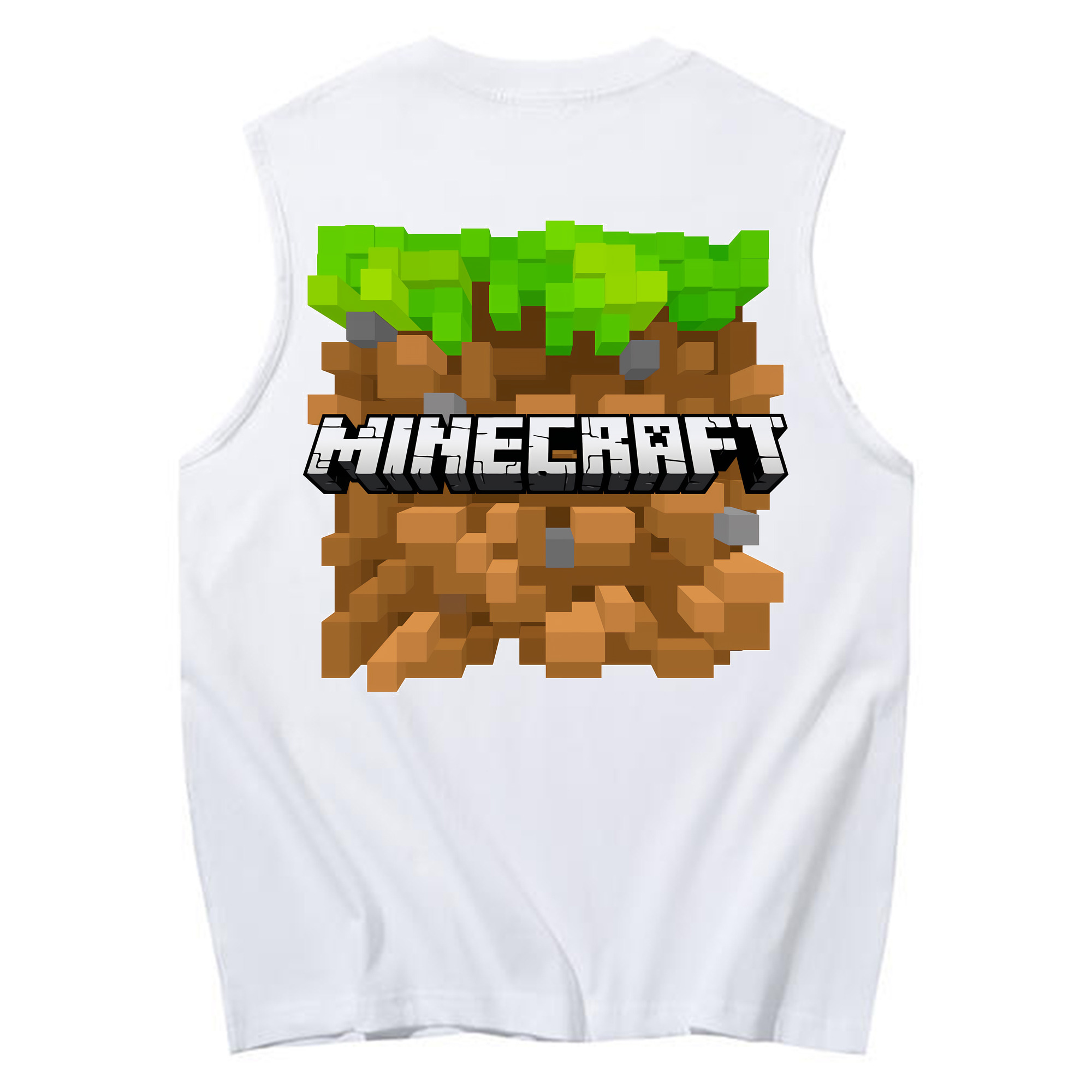 （画像用） マインクラフト ブロックの世界 Minecraft MC Block world コットン100％タンクトップ（背面プリント）