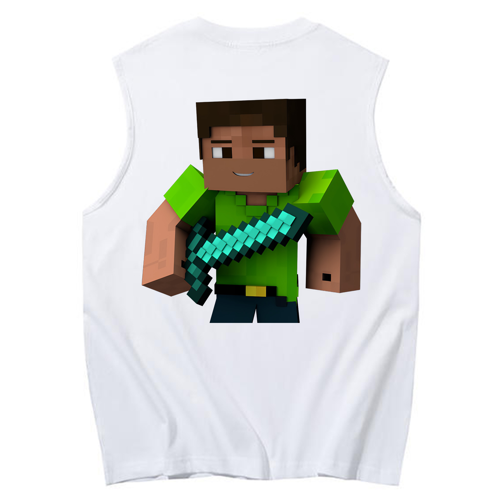 （画像用） マインクラフト ブロックの世界 Minecraft MC Block world コットン100％タンクトップ（背面プリント）