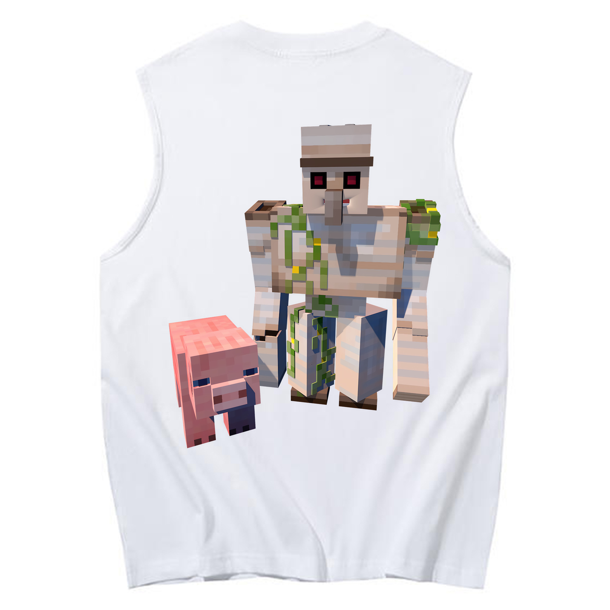 （画像用） マインクラフト ブロックの世界 Minecraft MC Block world コットン100％タンクトップ（背面プリント）