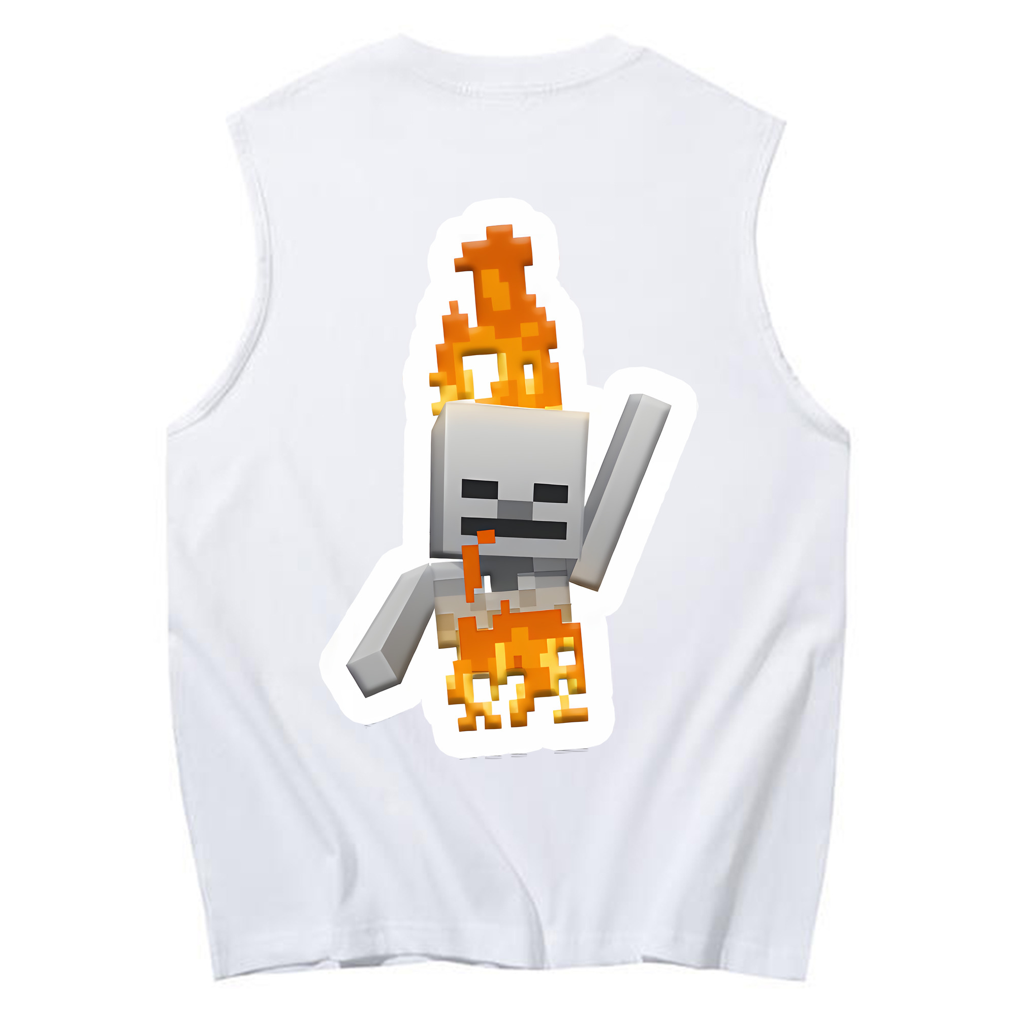 （画像用） マインクラフト ブロックの世界 Minecraft MC Block world コットン100％タンクトップ（背面プリント）