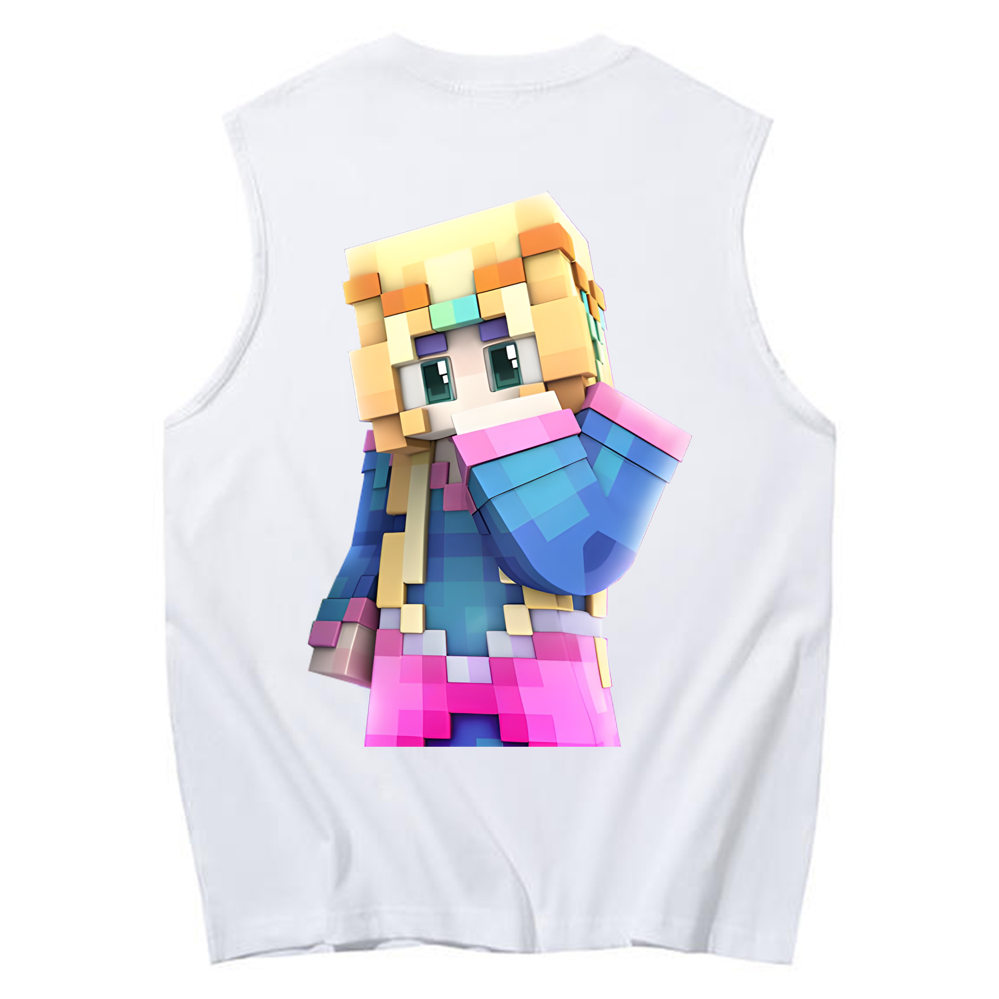 （画像用） マインクラフト ブロックの世界 Minecraft MC Block world コットン100％タンクトップ（背面プリント）