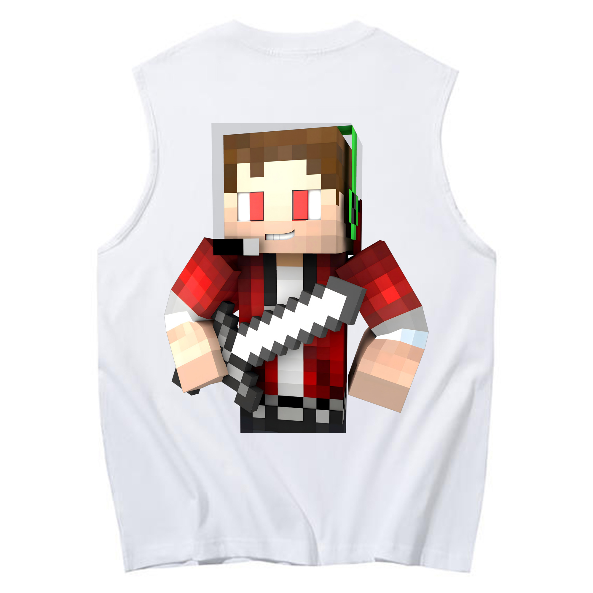 （画像用） マインクラフト ブロックの世界 Minecraft MC Block world コットン100％タンクトップ（背面プリント）