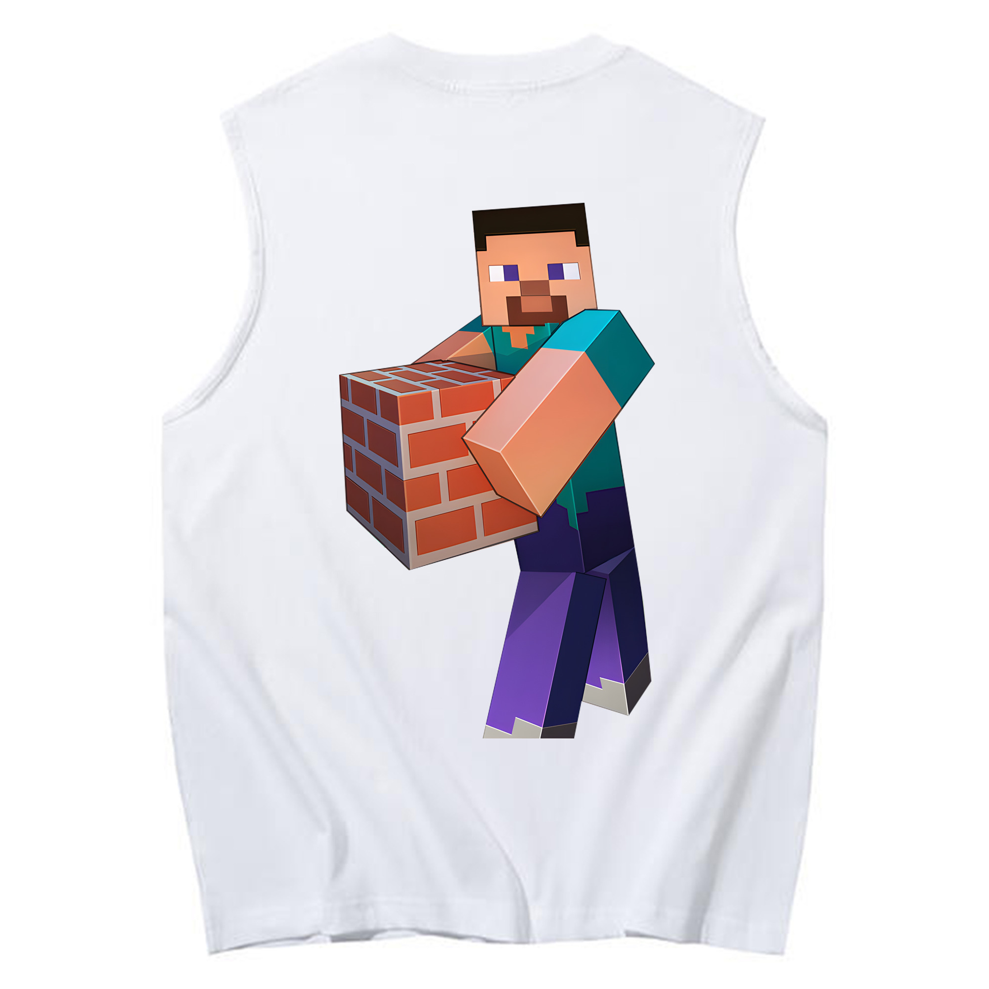 （画像用） マインクラフト ブロックの世界 Minecraft MC Block world コットン100％タンクトップ（背面プリント）