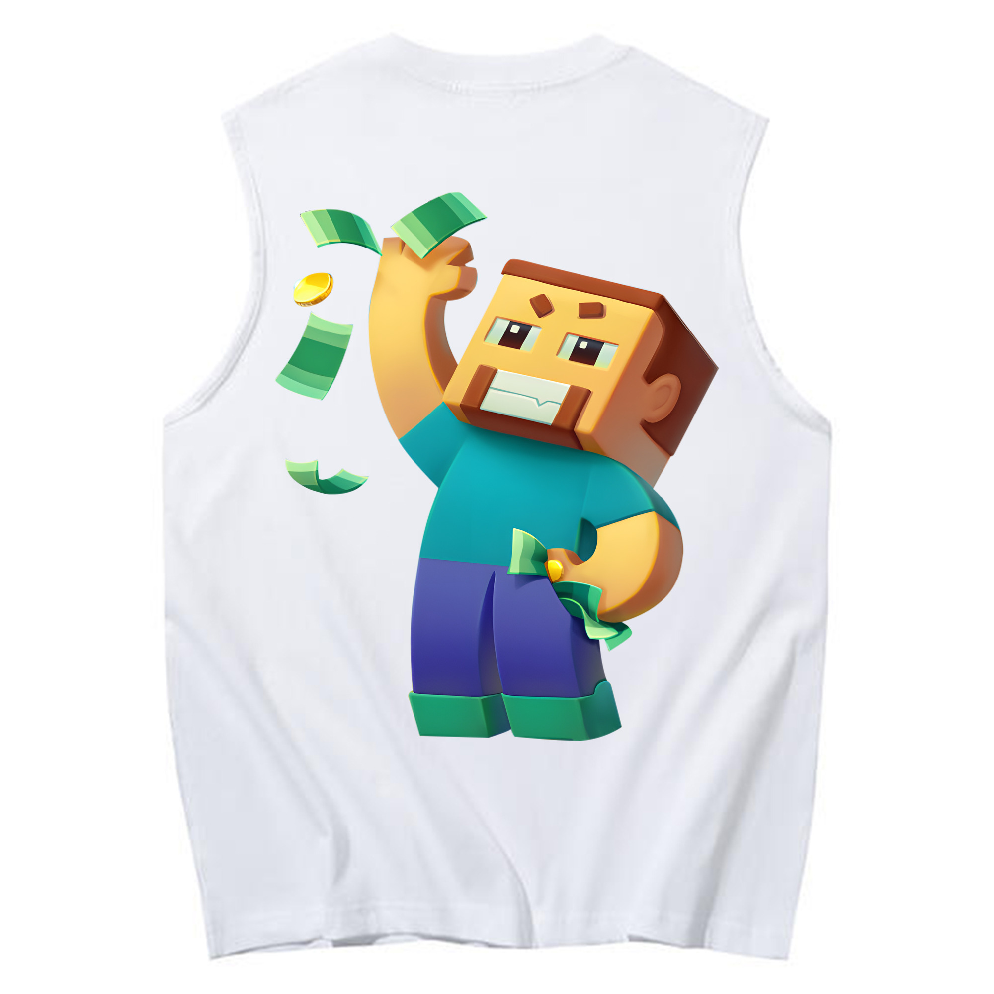 （画像用） マインクラフト ブロックの世界 Minecraft MC Block world コットン100％タンクトップ（背面プリント）