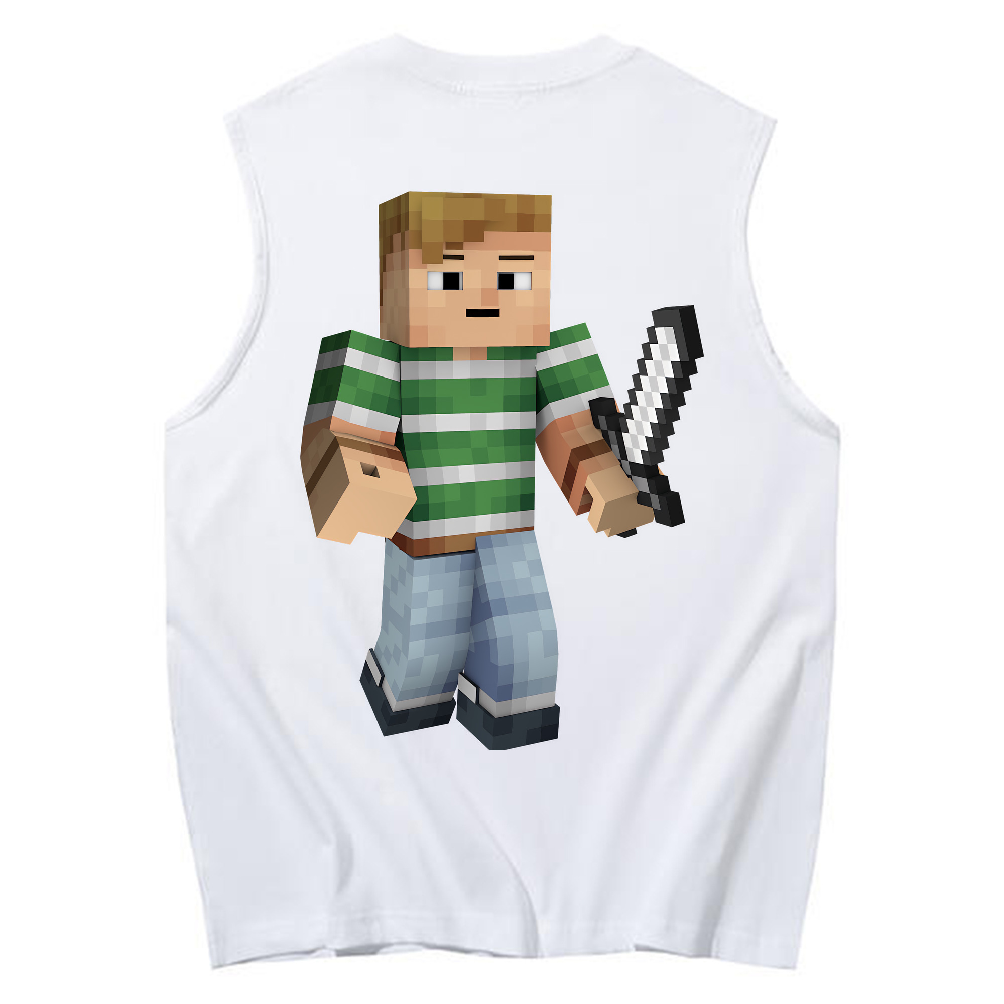 （画像用） マインクラフト ブロックの世界 Minecraft MC Block world コットン100％タンクトップ（背面プリント）