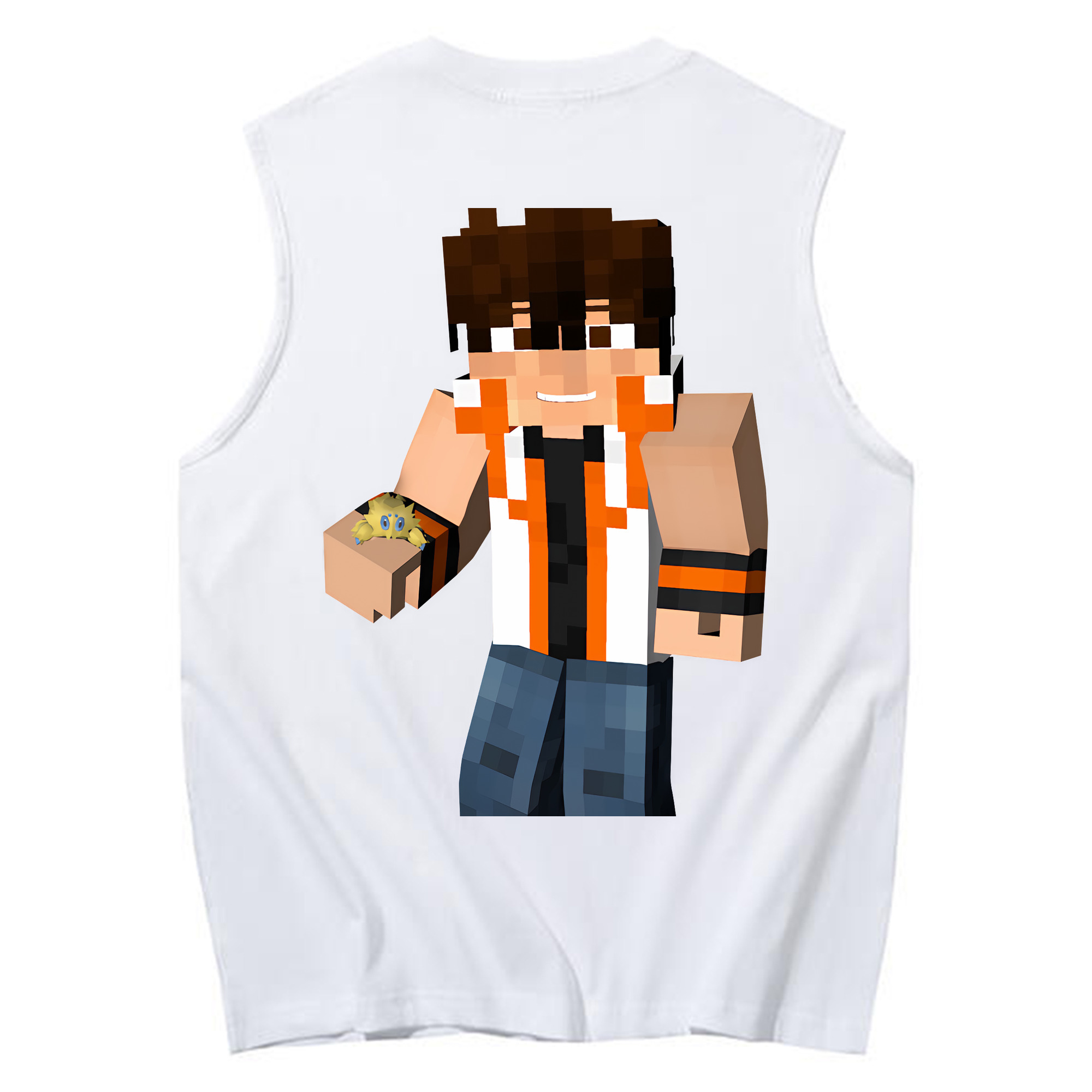 （画像用） マインクラフト ブロックの世界 Minecraft MC Block world コットン100％タンクトップ（背面プリント）