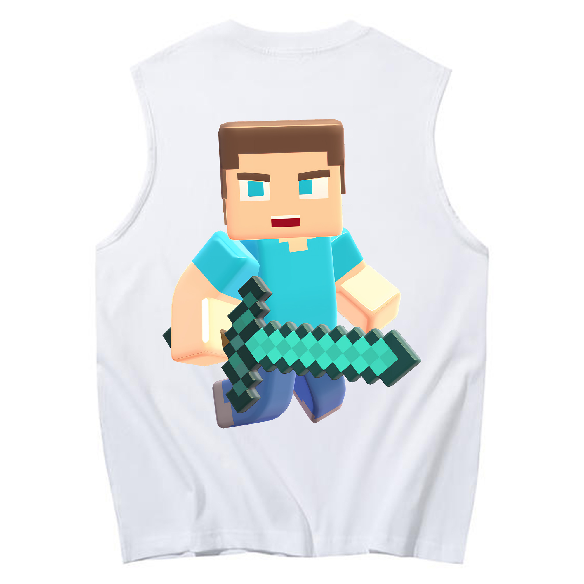 （画像用） マインクラフト ブロックの世界 Minecraft MC Block world コットン100％タンクトップ（背面プリント）