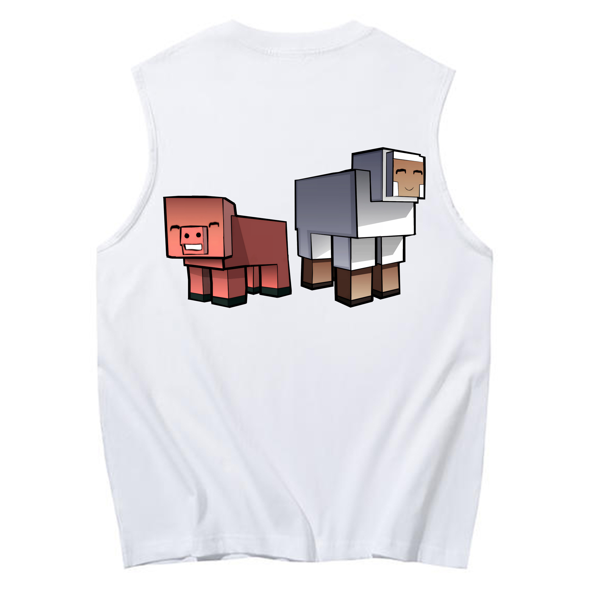 （画像用） マインクラフト ブロックの世界 Minecraft MC Block world コットン100％タンクトップ（背面プリント）