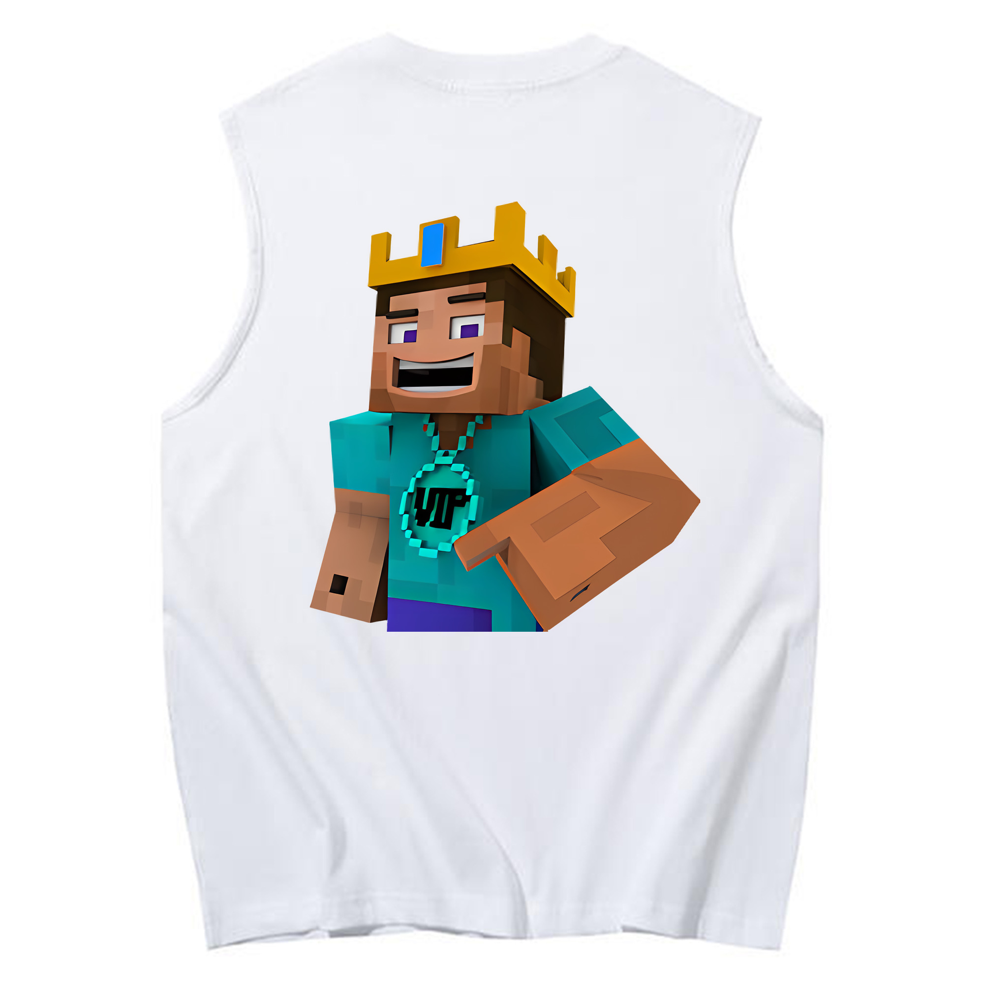 （画像用） マインクラフト ブロックの世界 Minecraft MC Block world コットン100％タンクトップ（背面プリント）