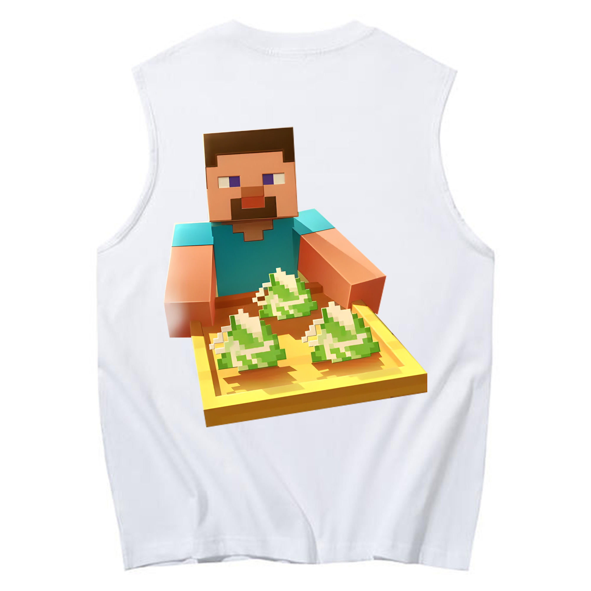 （画像用） マインクラフト ブロックの世界 Minecraft MC Block world コットン100％タンクトップ（背面プリント）