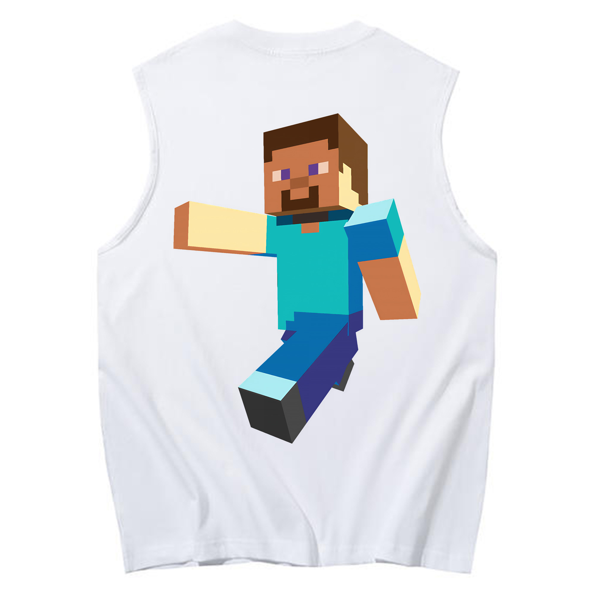 （画像用） マインクラフト ブロックの世界 Minecraft MC Block world コットン100％タンクトップ（背面プリント）