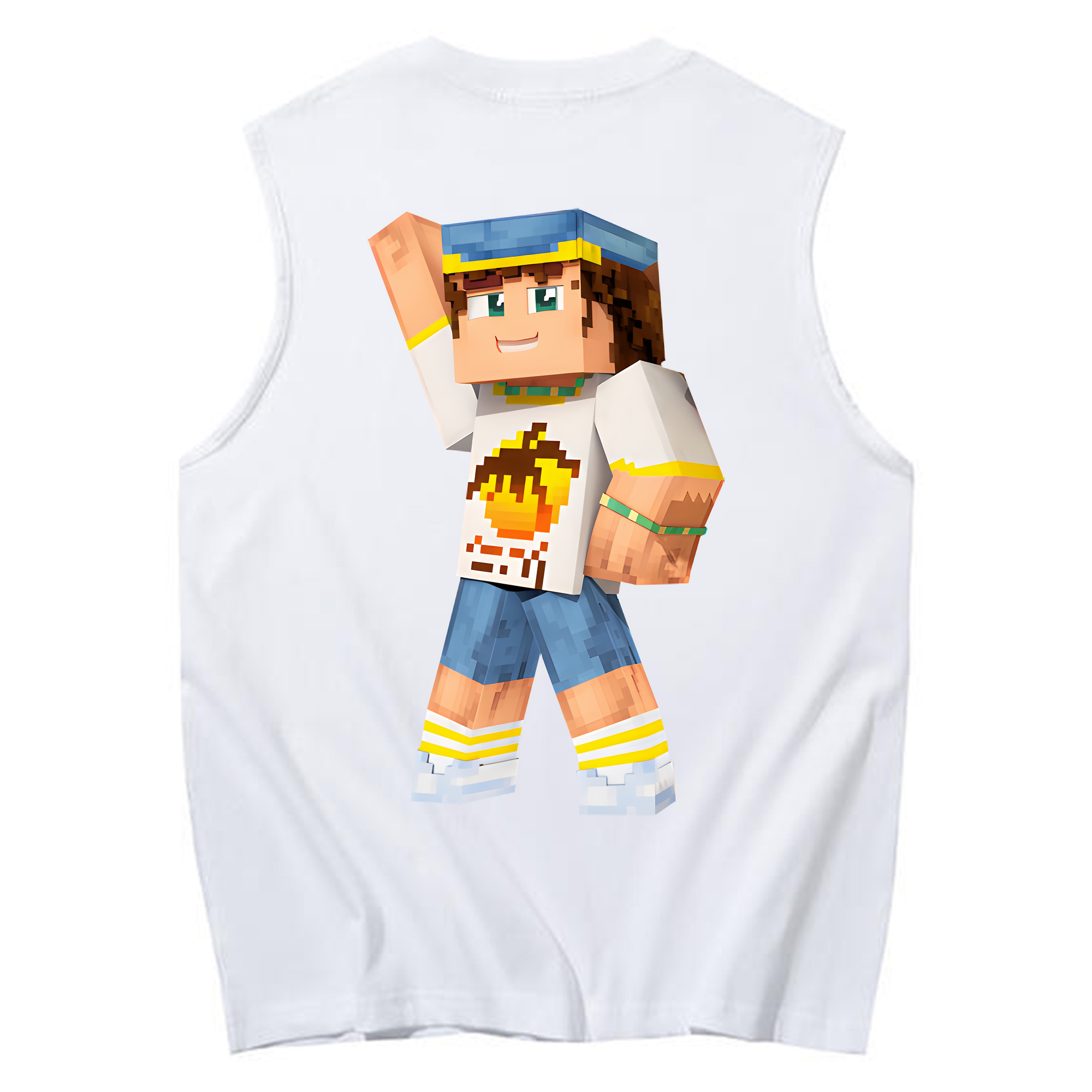 （画像用） マインクラフト ブロックの世界 Minecraft MC Block world コットン100％タンクトップ（背面プリント）