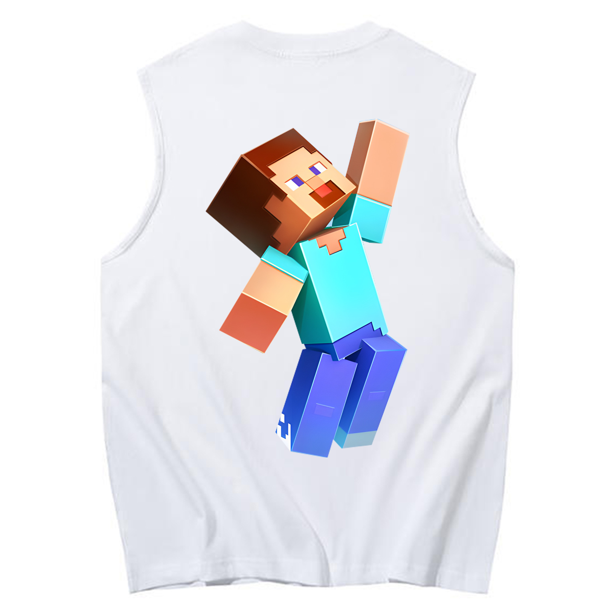 （画像用） マインクラフト ブロックの世界 Minecraft MC Block world コットン100％タンクトップ（背面プリント）