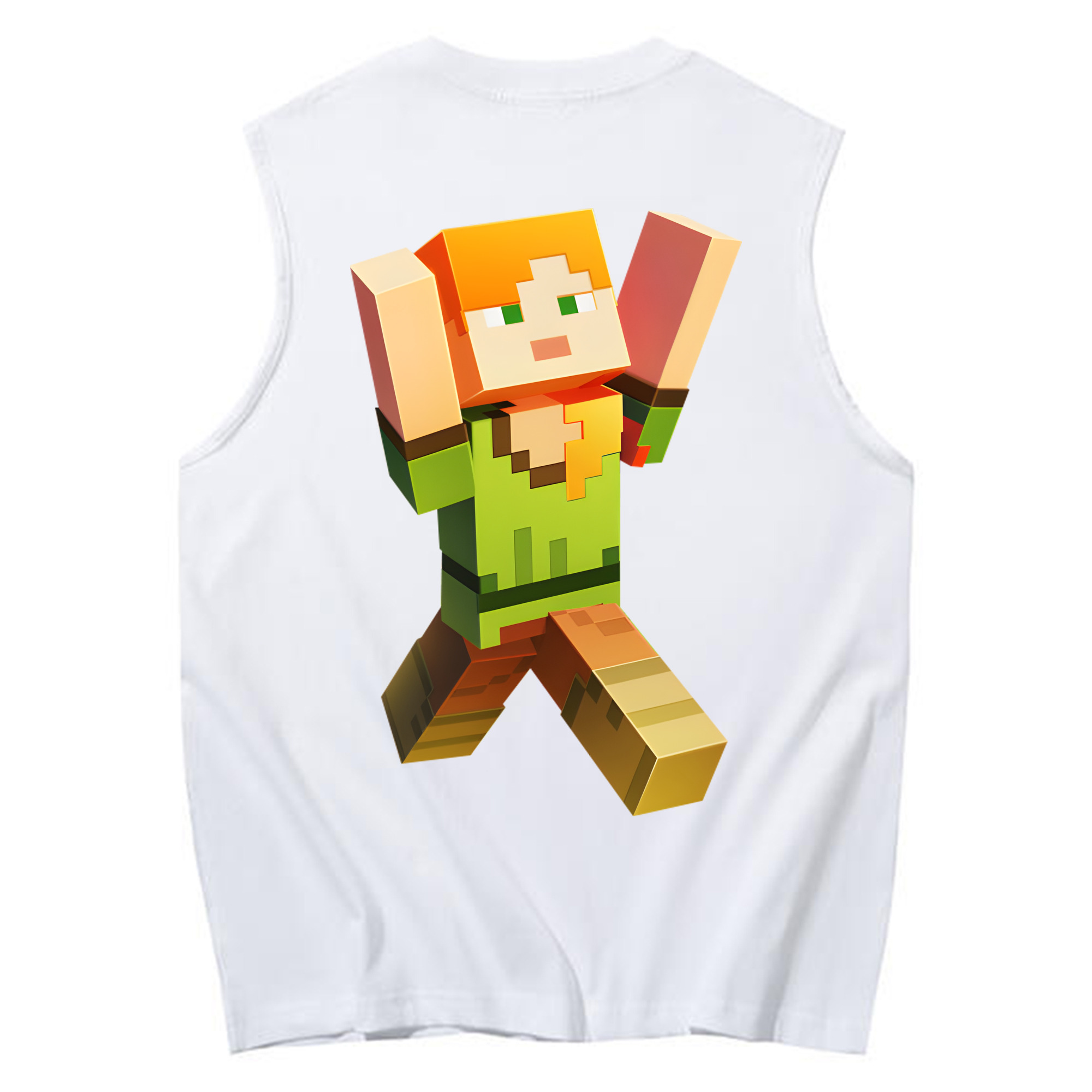 （画像用） マインクラフト ブロックの世界 Minecraft MC Block world コットン100％タンクトップ（背面プリント）