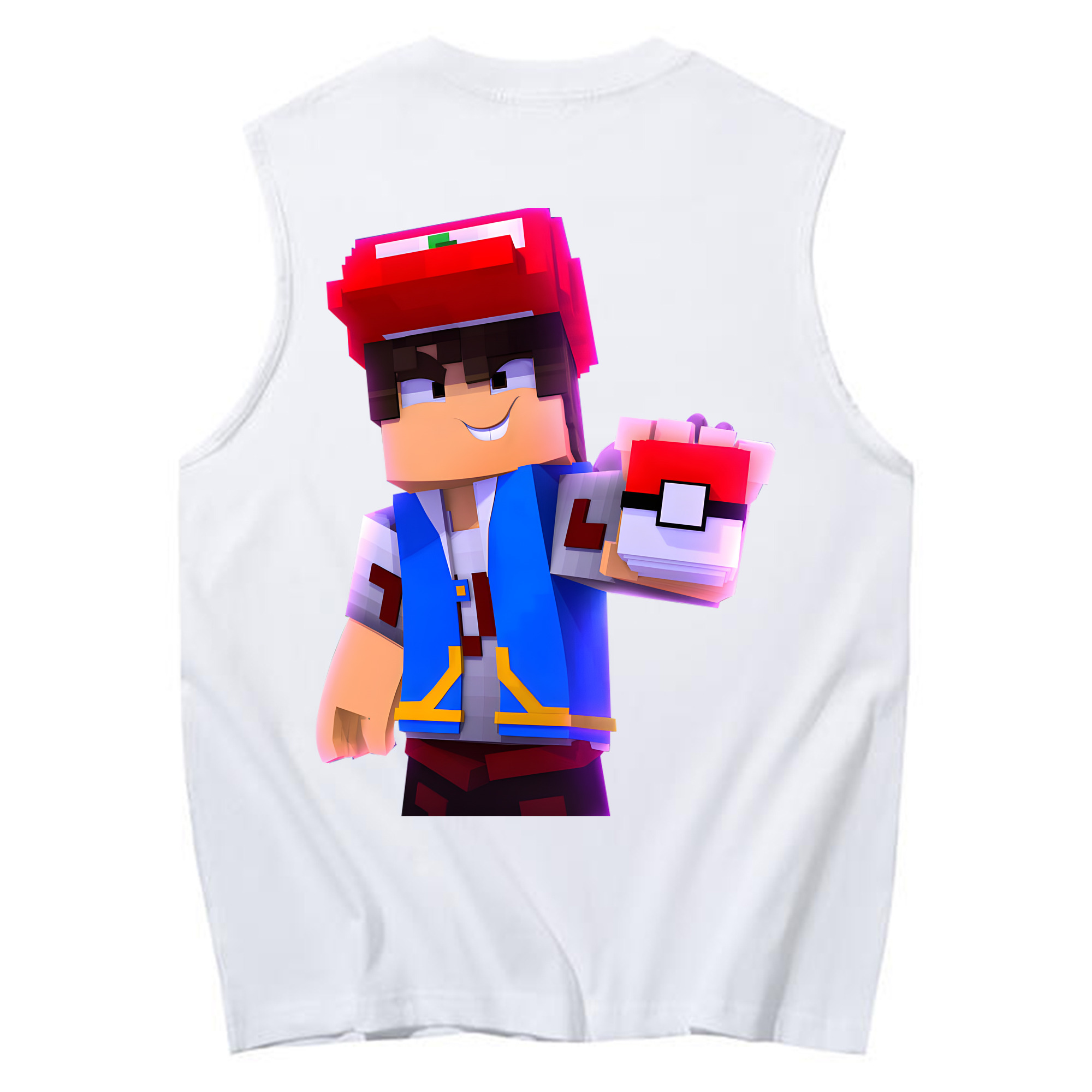 （画像用） マインクラフト ブロックの世界 Minecraft MC Block world コットン100％タンクトップ（背面プリント）