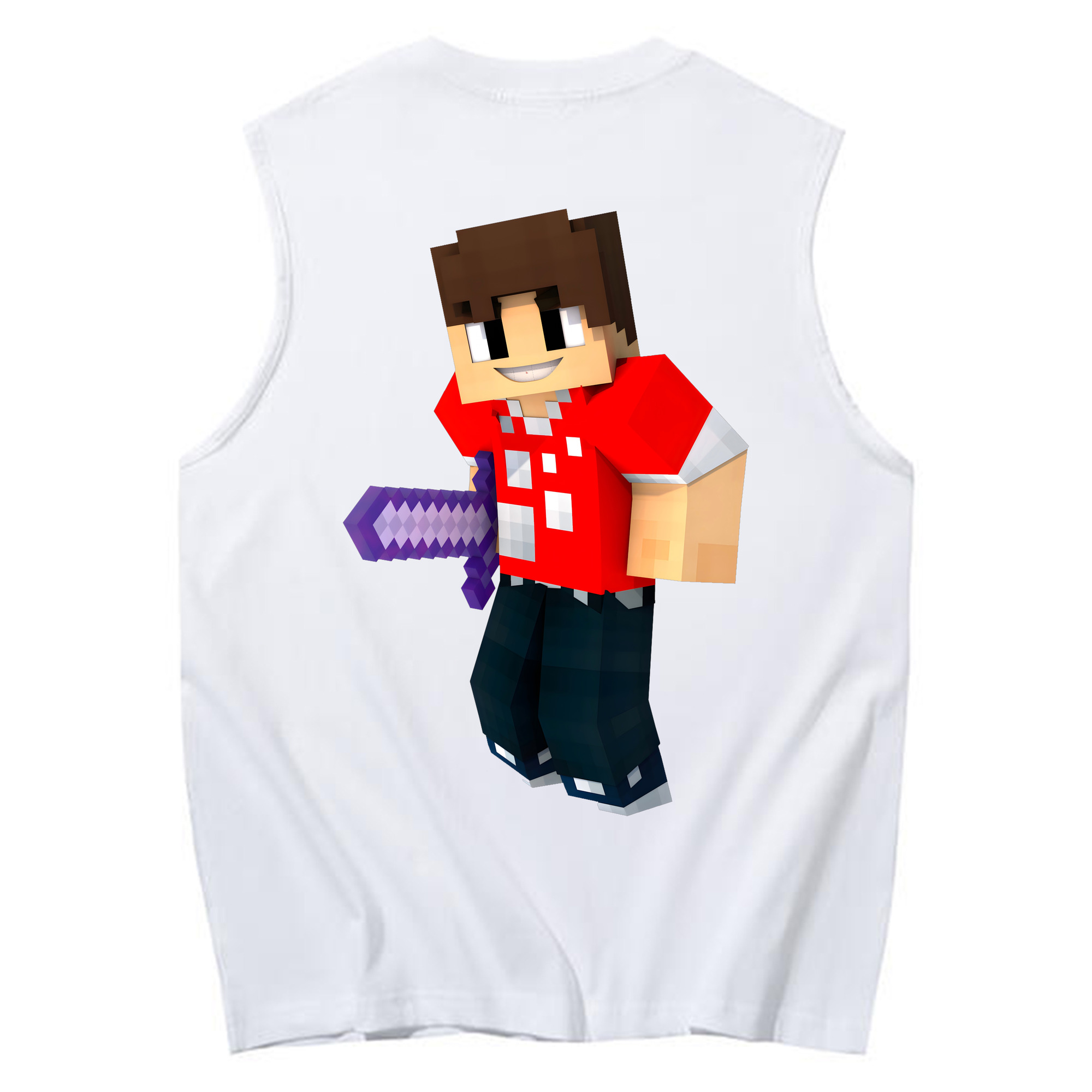 （画像用） マインクラフト ブロックの世界 Minecraft MC Block world コットン100％タンクトップ（背面プリント）