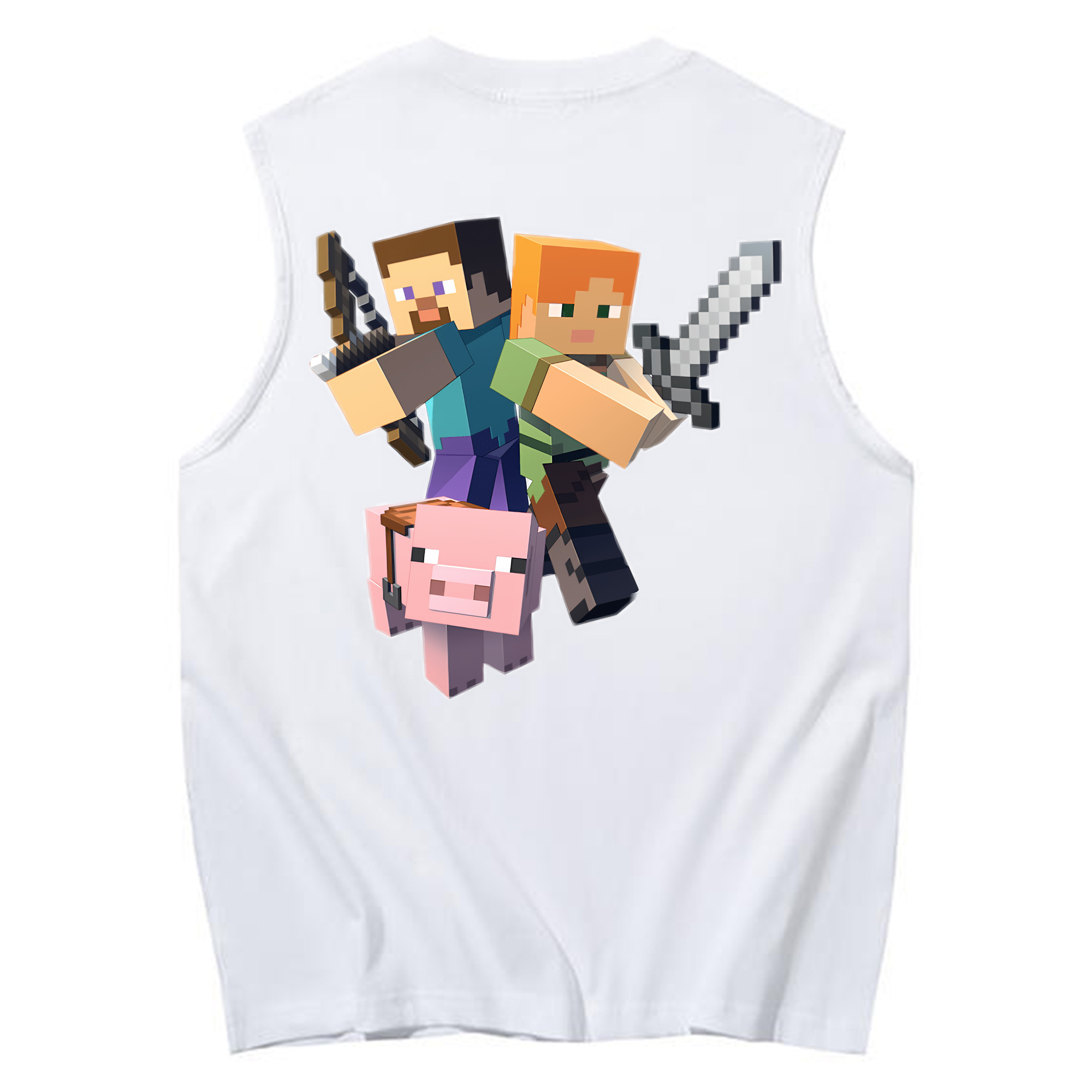 （画像用） マインクラフト ブロックの世界 Minecraft MC Block world コットン100％タンクトップ（背面プリント）