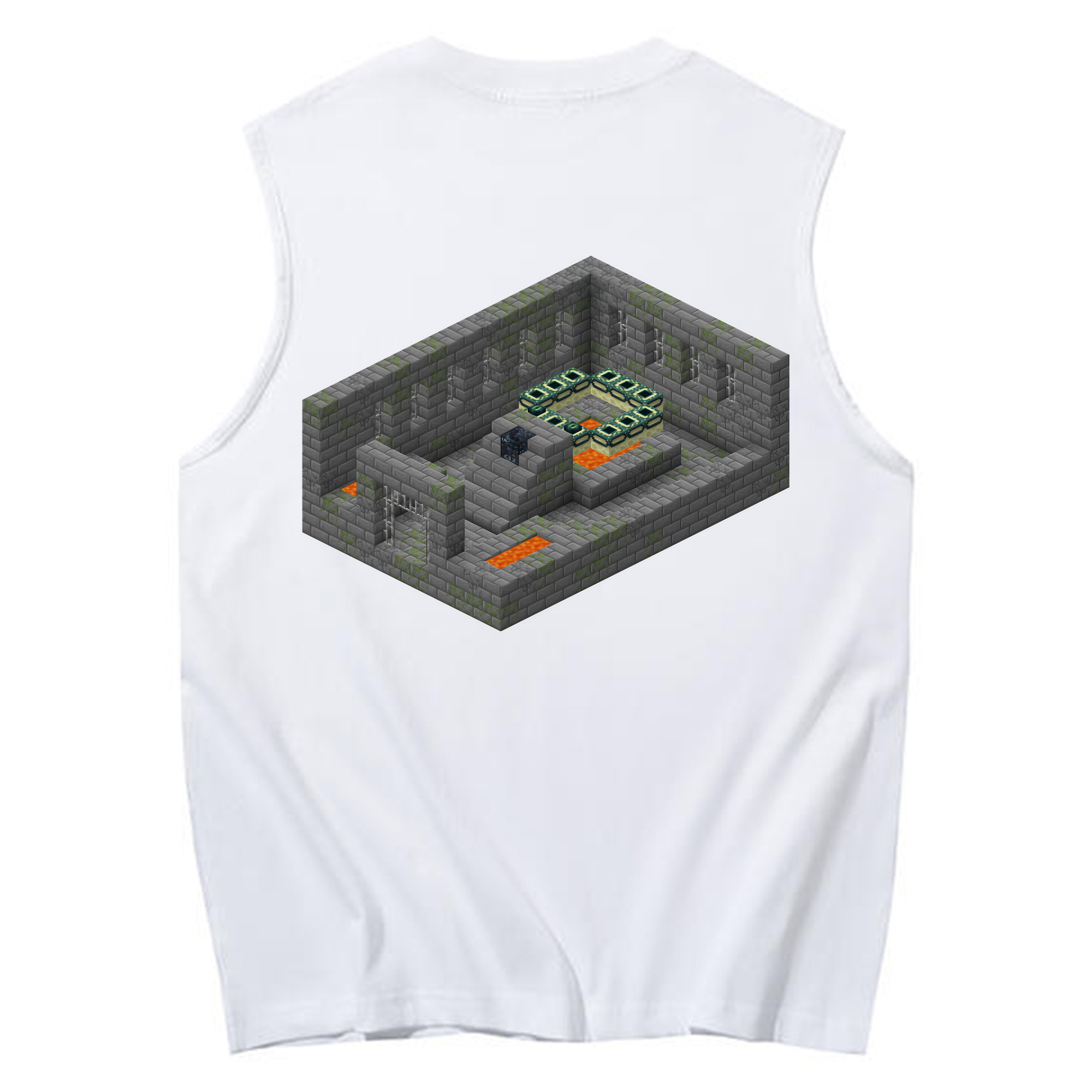 （画像用） マインクラフト ブロックの世界 Minecraft MC Block world コットン100％タンクトップ（背面プリント）