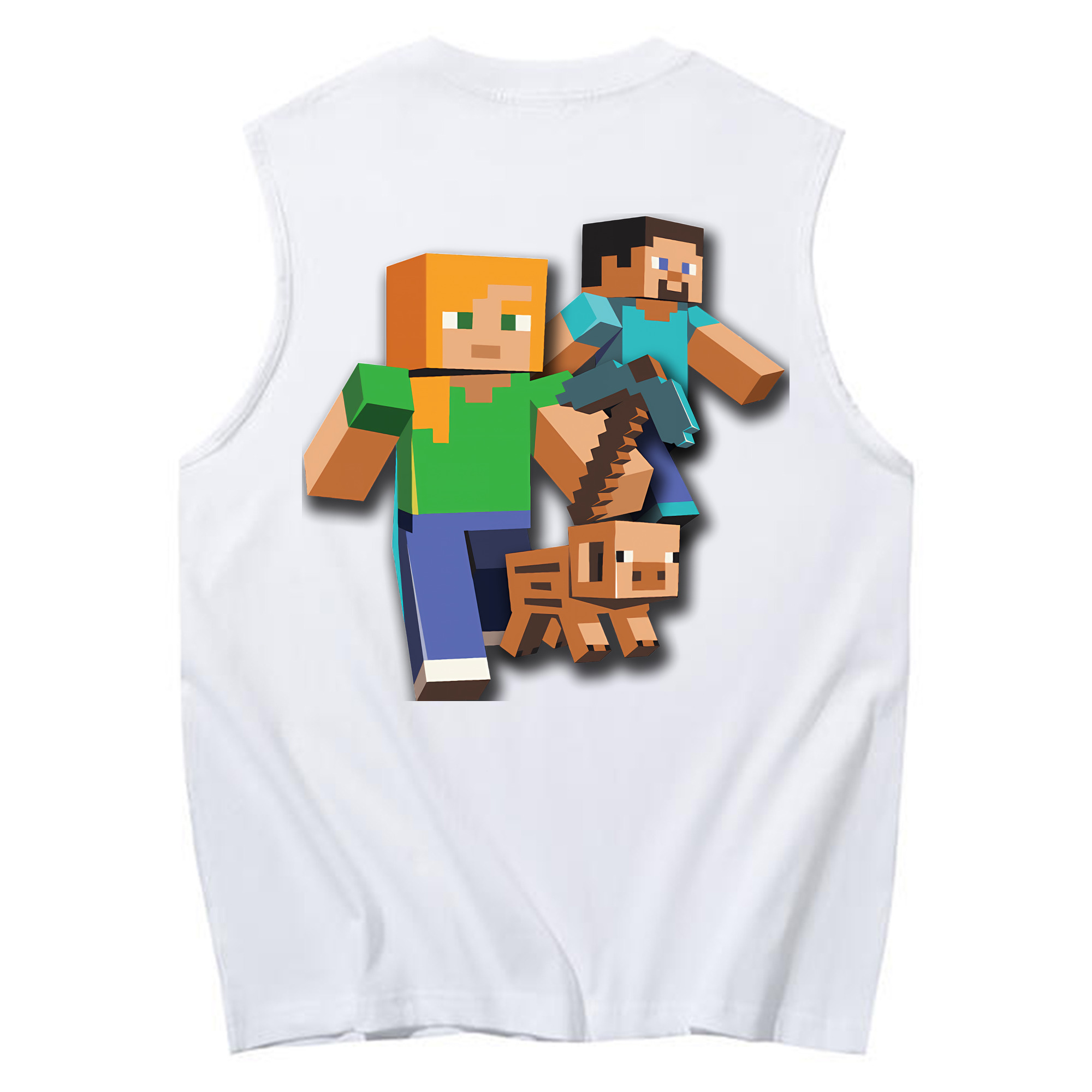 （画像用） マインクラフト ブロックの世界 Minecraft MC Block world コットン100％タンクトップ（背面プリント）