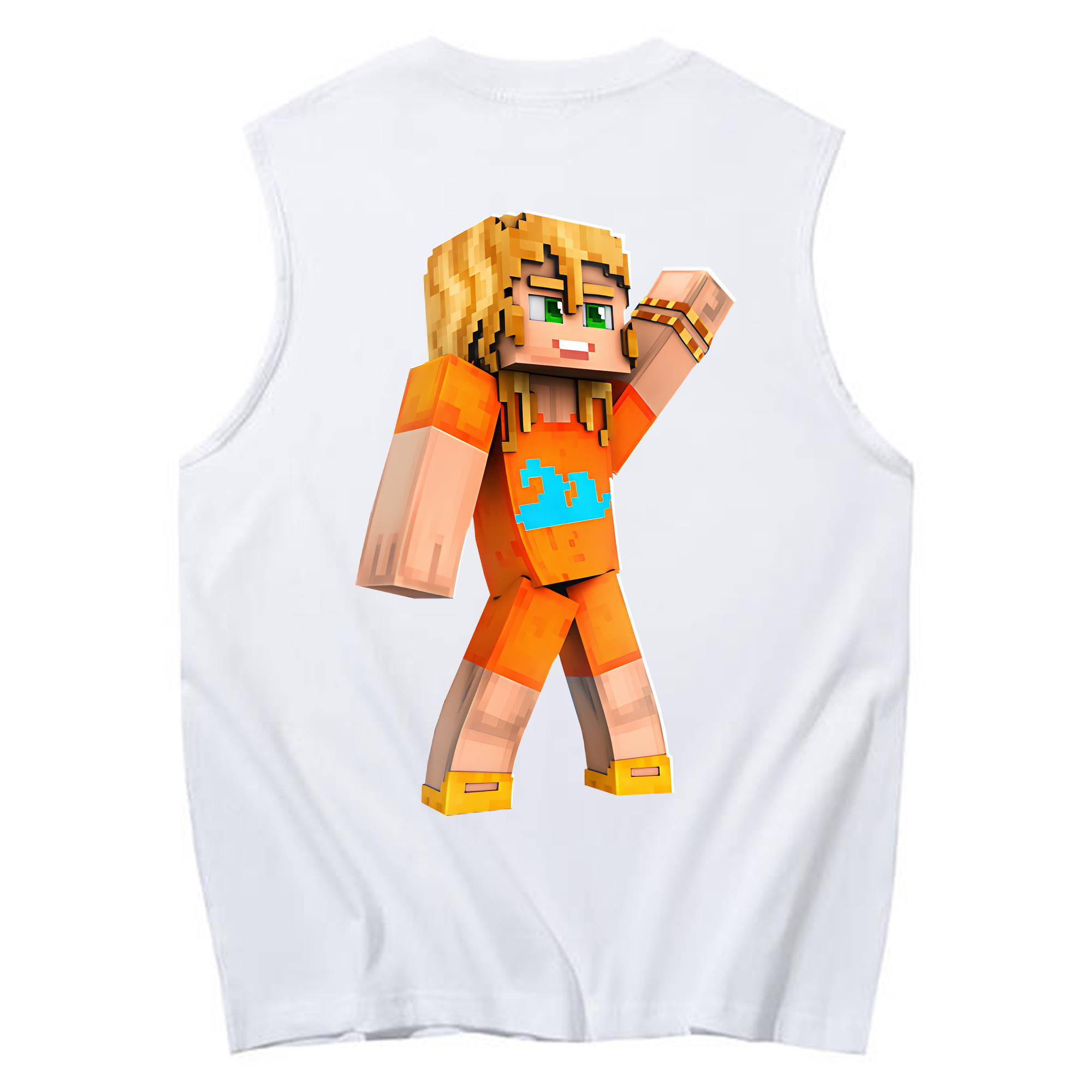 （画像用） マインクラフト ブロックの世界 Minecraft MC Block world コットン100％タンクトップ（背面プリント）