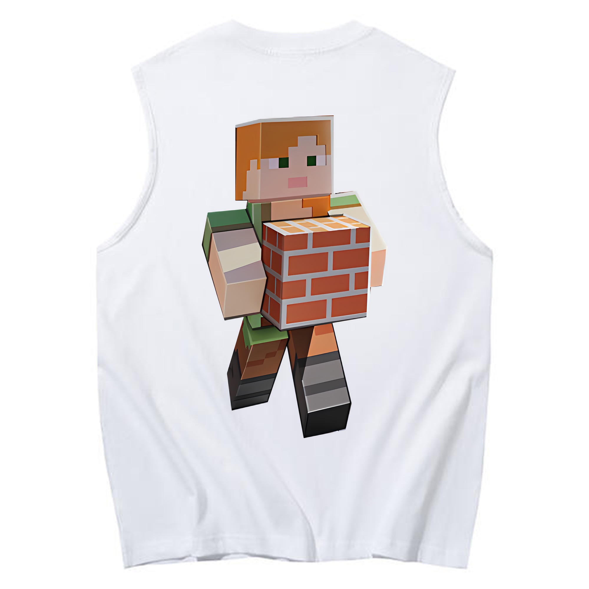 （画像用） マインクラフト ブロックの世界 Minecraft MC Block world コットン100％タンクトップ（背面プリント）
