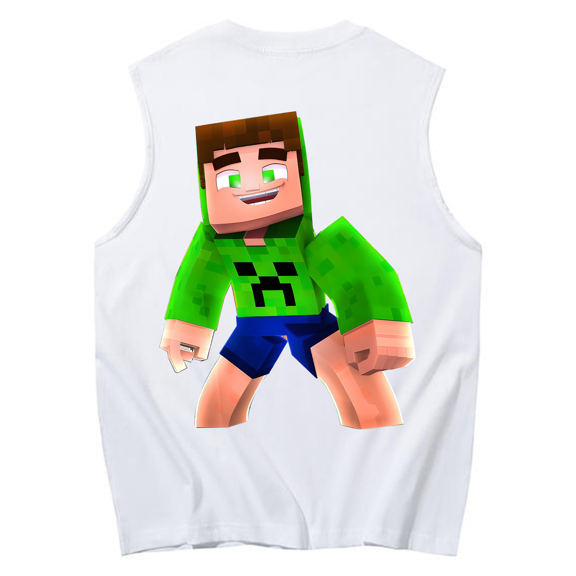 （画像用） マインクラフト ブロックの世界 Minecraft MC Block world コットン100％タンクトップ（背面プリント）