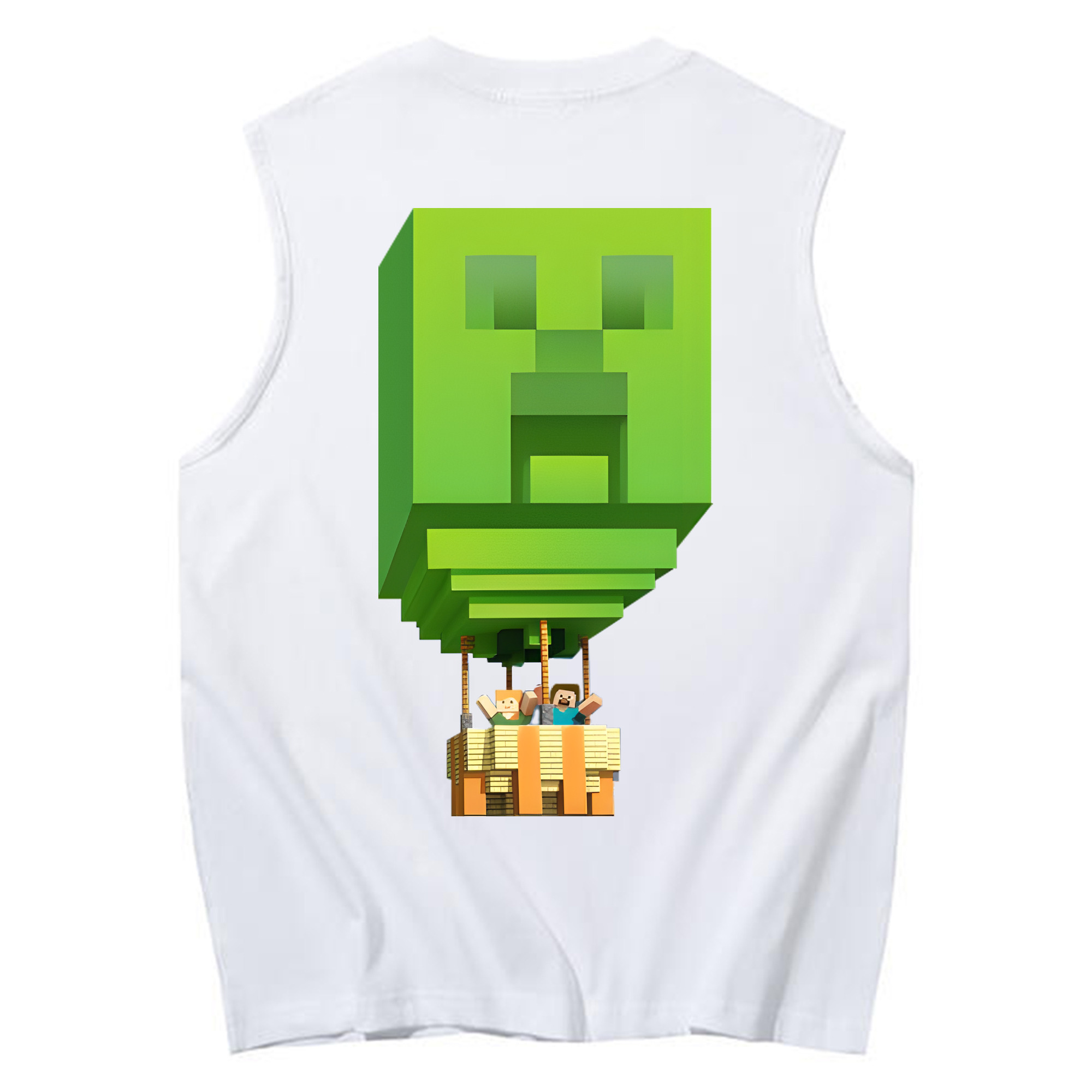 （画像用） マインクラフト ブロックの世界 Minecraft MC Block world コットン100％タンクトップ（背面プリント）