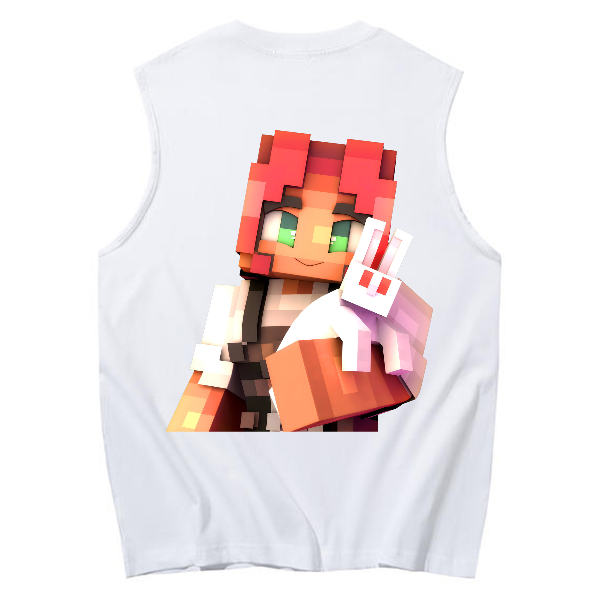 （画像用） マインクラフト ブロックの世界 Minecraft MC Block world コットン100％タンクトップ（背面プリント）