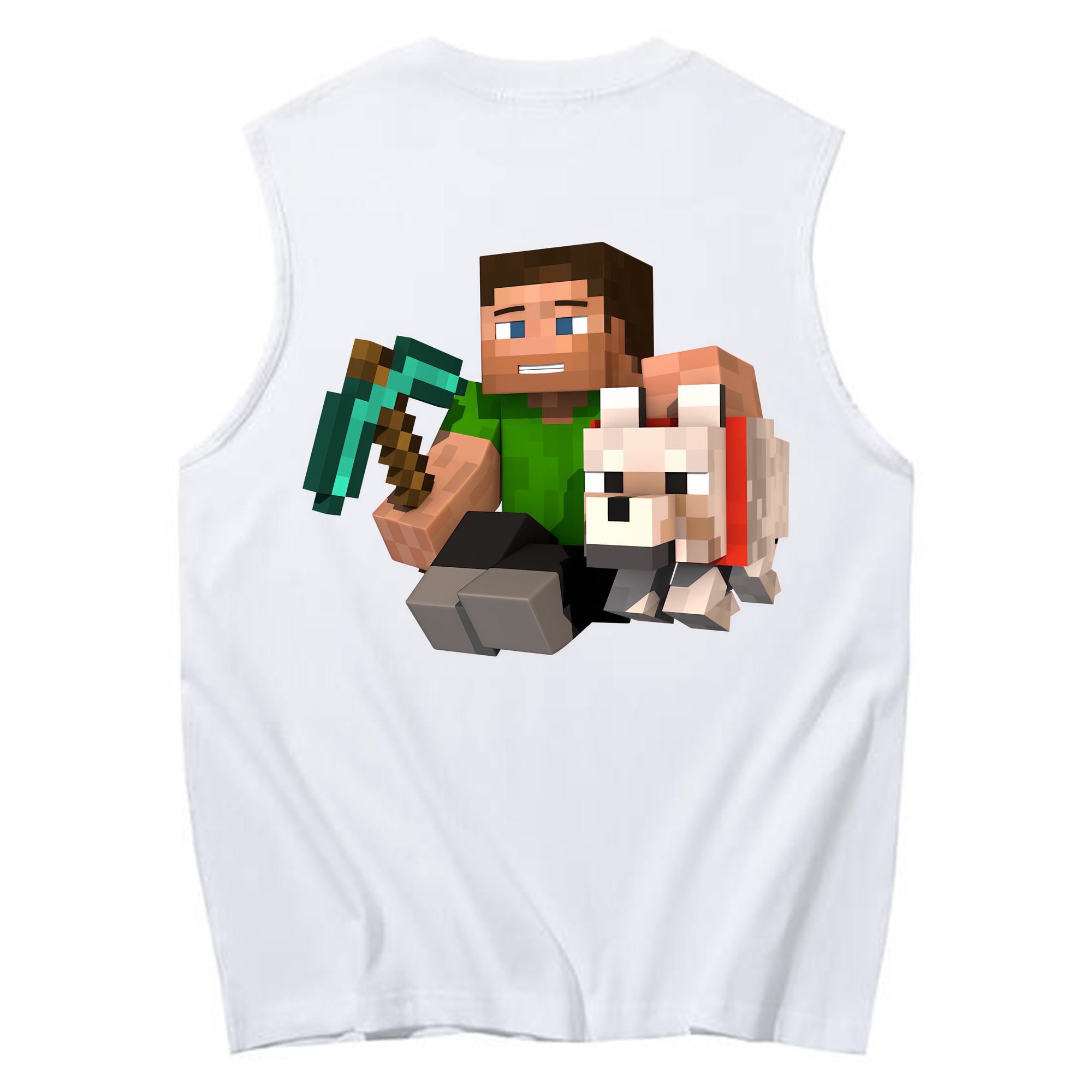 （画像用） マインクラフト ブロックの世界 Minecraft MC Block world コットン100％タンクトップ（背面プリント）