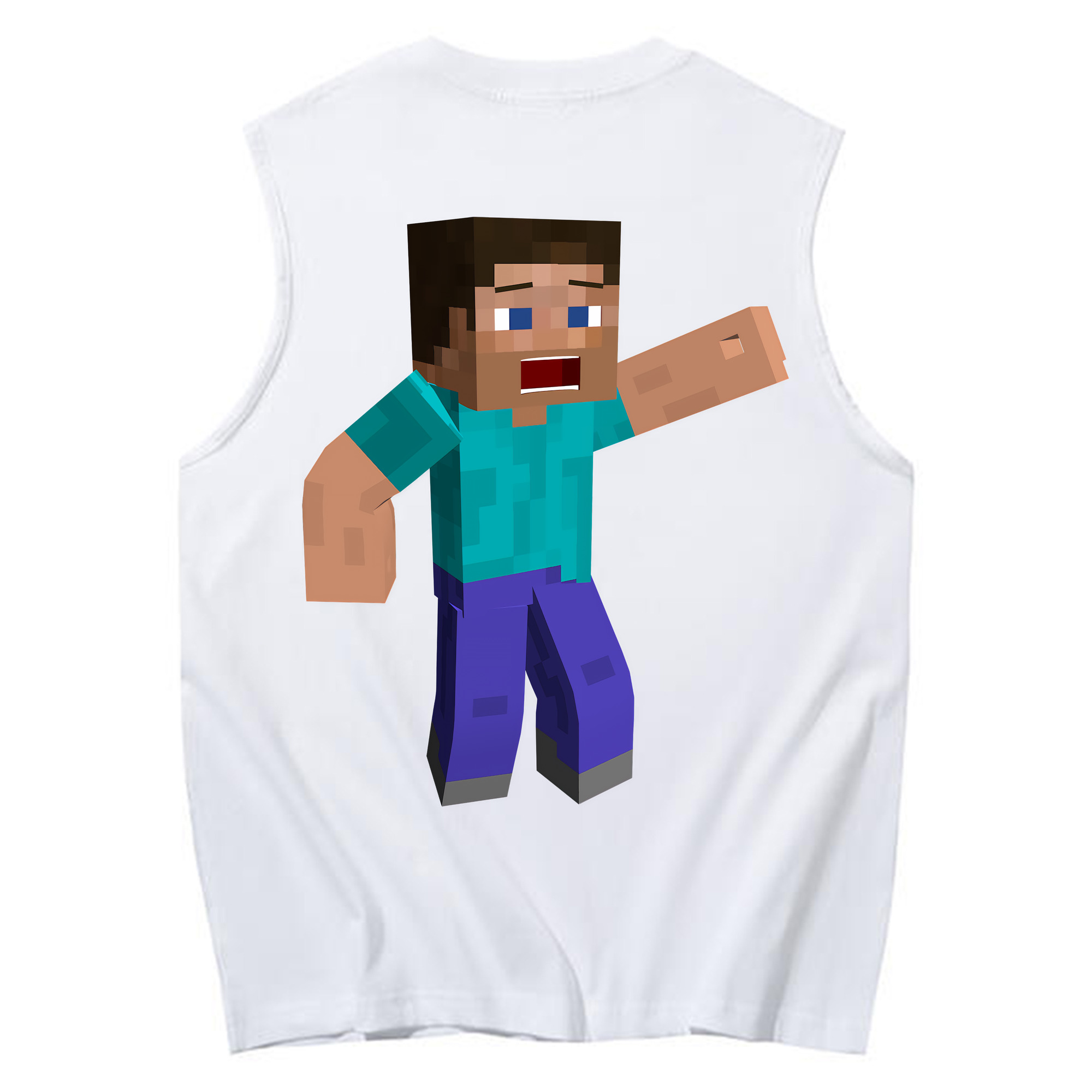 （画像用） マインクラフト ブロックの世界 Minecraft MC Block world コットン100％タンクトップ（背面プリント）