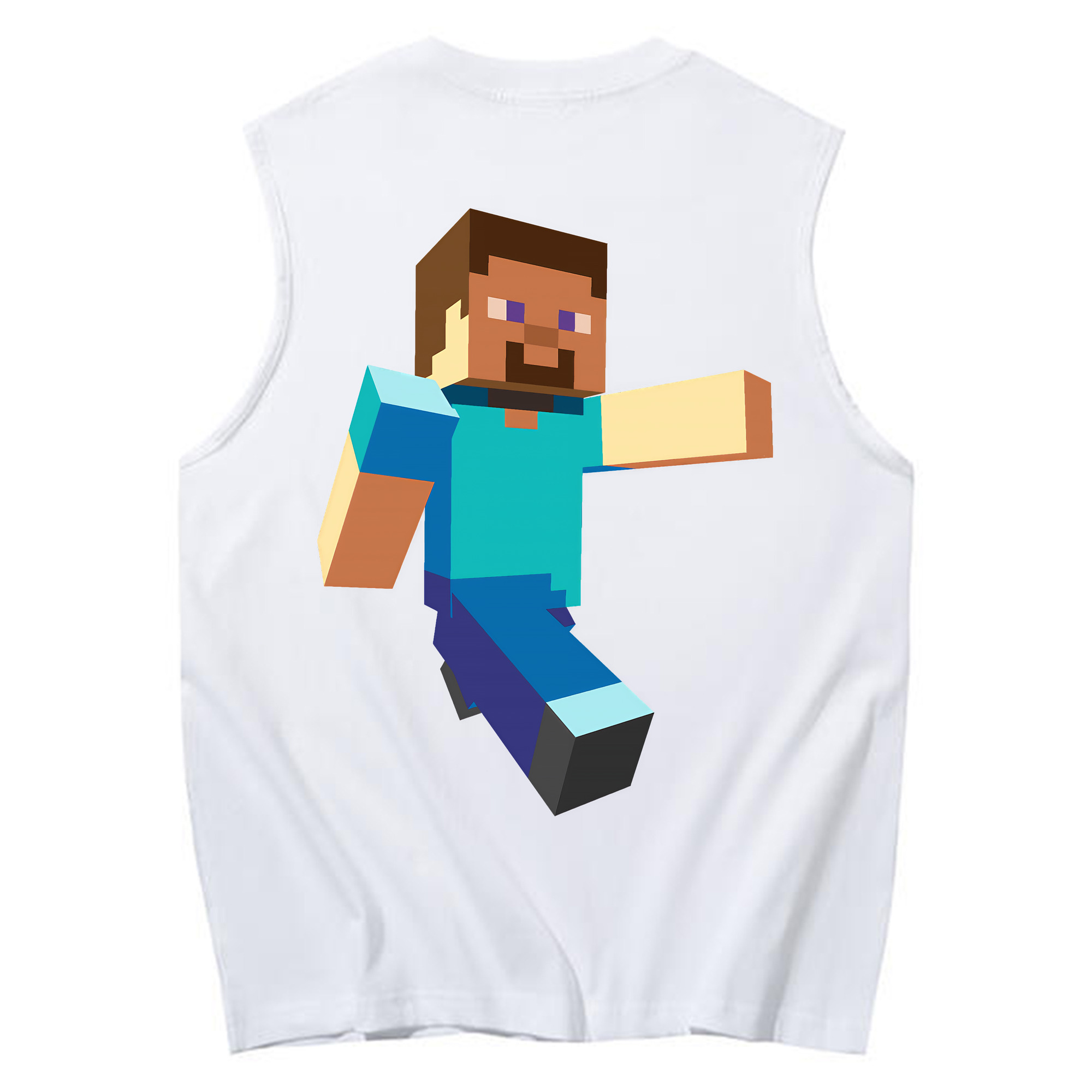 （画像用） マインクラフト ブロックの世界 Minecraft MC Block world コットン100％タンクトップ（背面プリント）