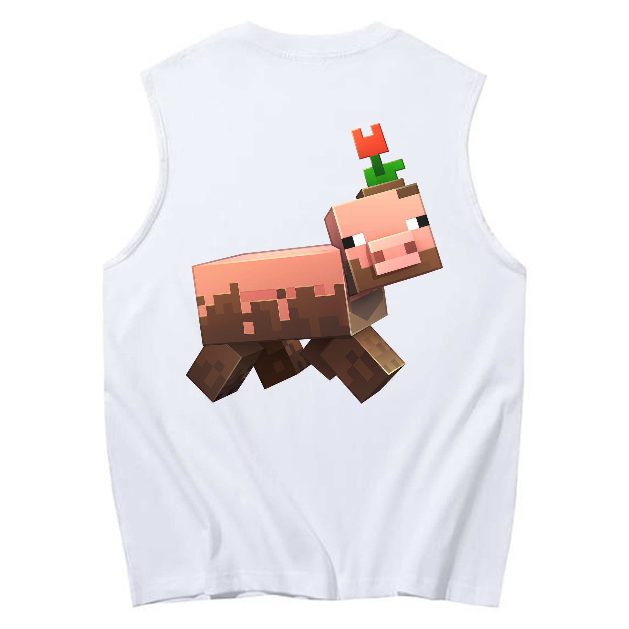 （画像用） マインクラフト ブロックの世界 Minecraft MC Block world コットン100％タンクトップ（背面プリント）
