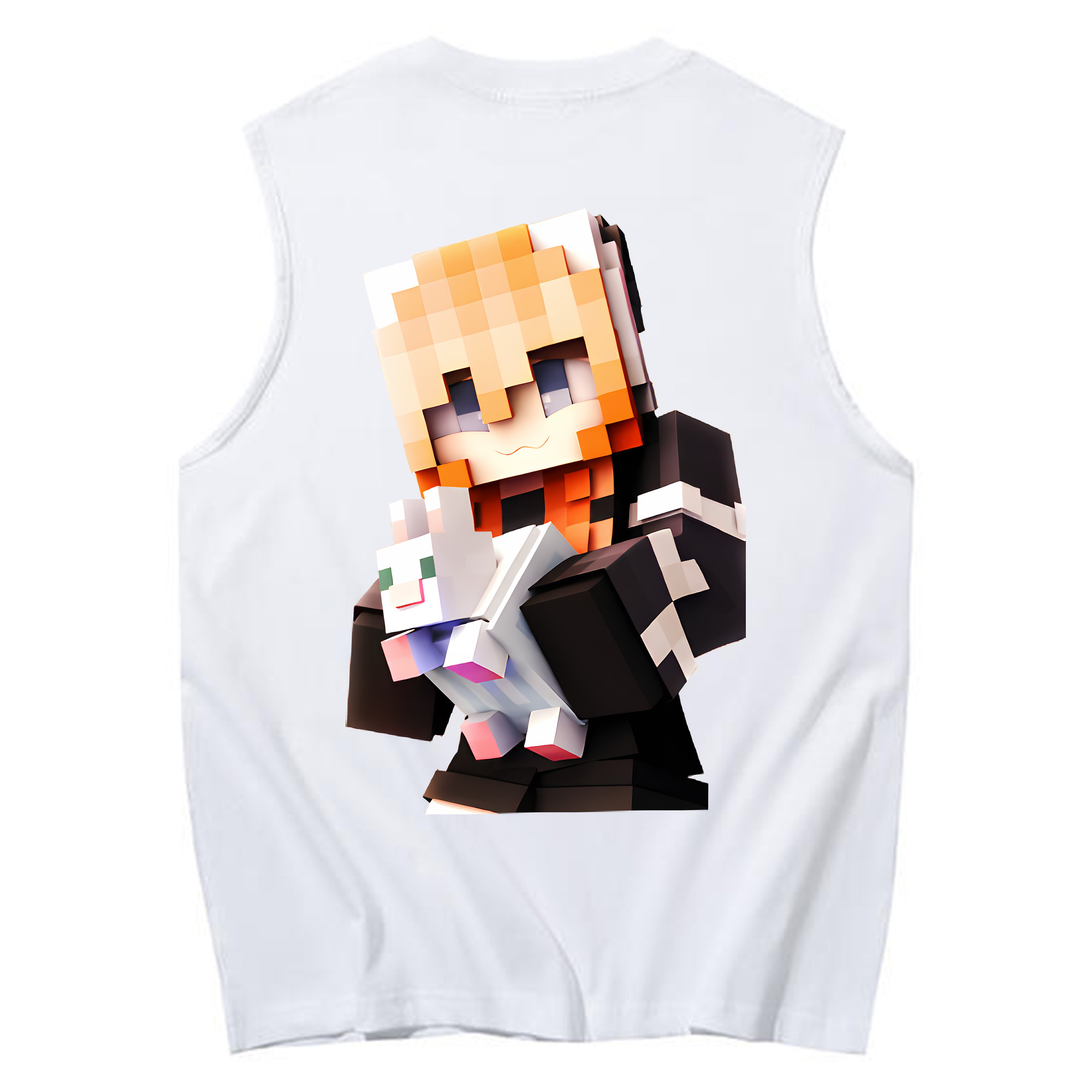 （画像用） マインクラフト ブロックの世界 Minecraft MC Block world コットン100％タンクトップ（背面プリント）