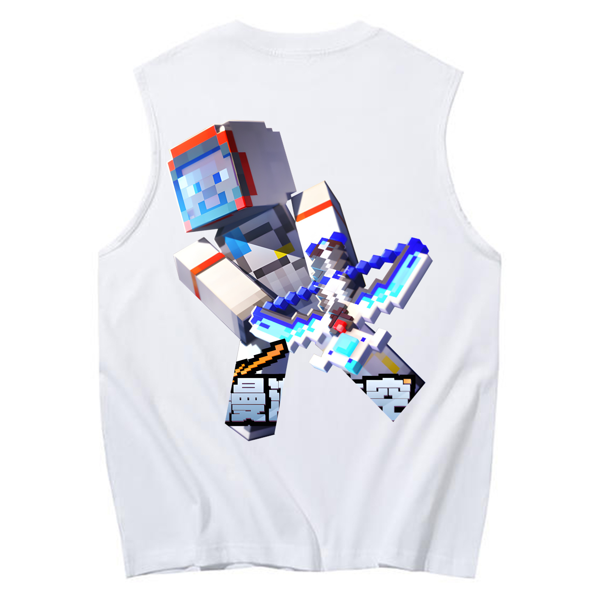 （画像用） マインクラフト ブロックの世界 Minecraft MC Block world コットン100％タンクトップ（背面プリント）
