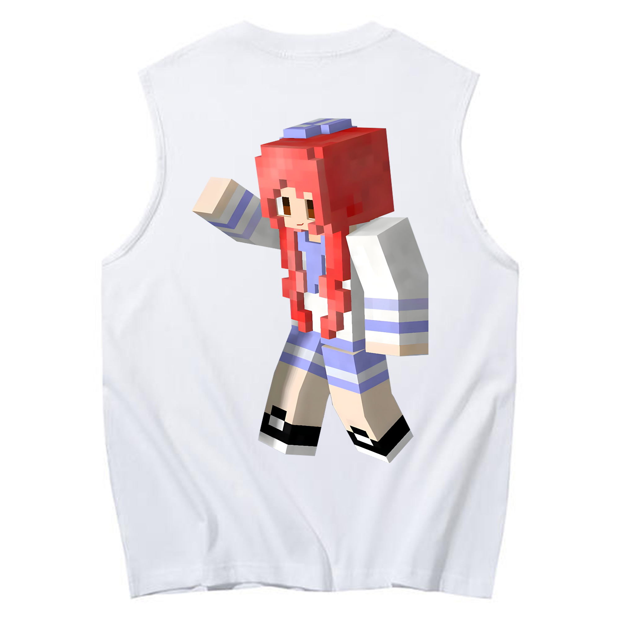 （画像用） マインクラフト ブロックの世界 Minecraft MC Block world コットン100％タンクトップ（背面プリント）