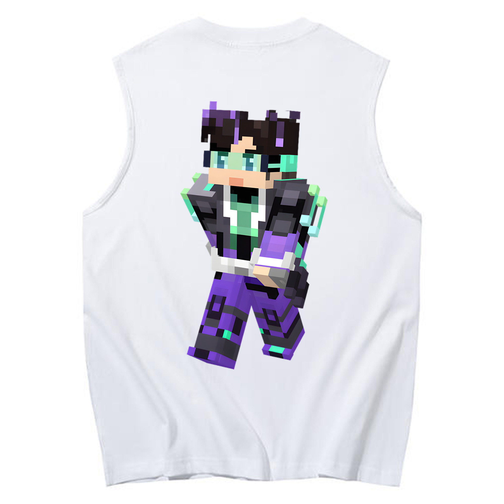 （画像用） マインクラフト ブロックの世界 Minecraft MC Block world コットン100％タンクトップ（背面プリント）