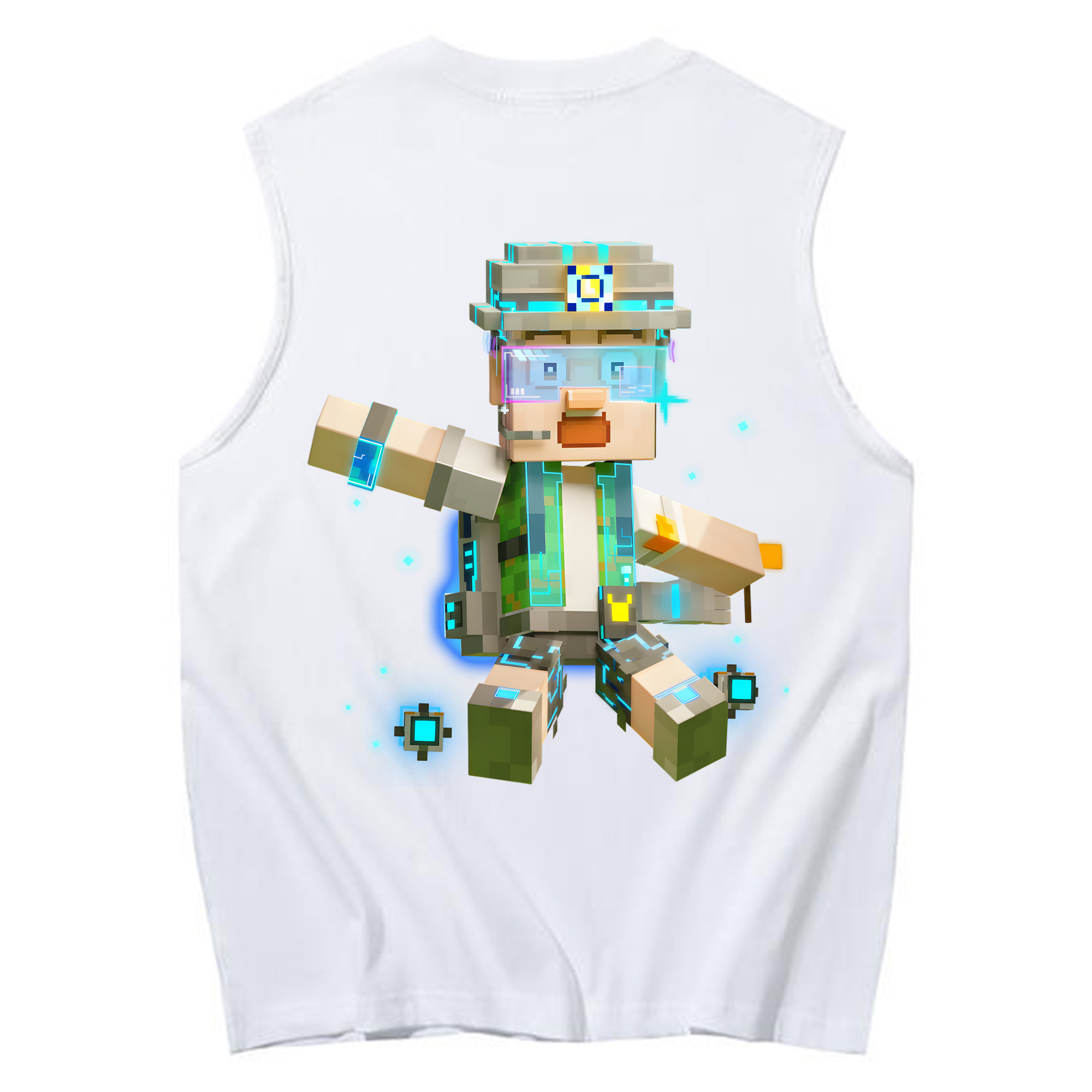 （画像用） マインクラフト ブロックの世界 Minecraft MC Block world コットン100％タンクトップ（背面プリント）