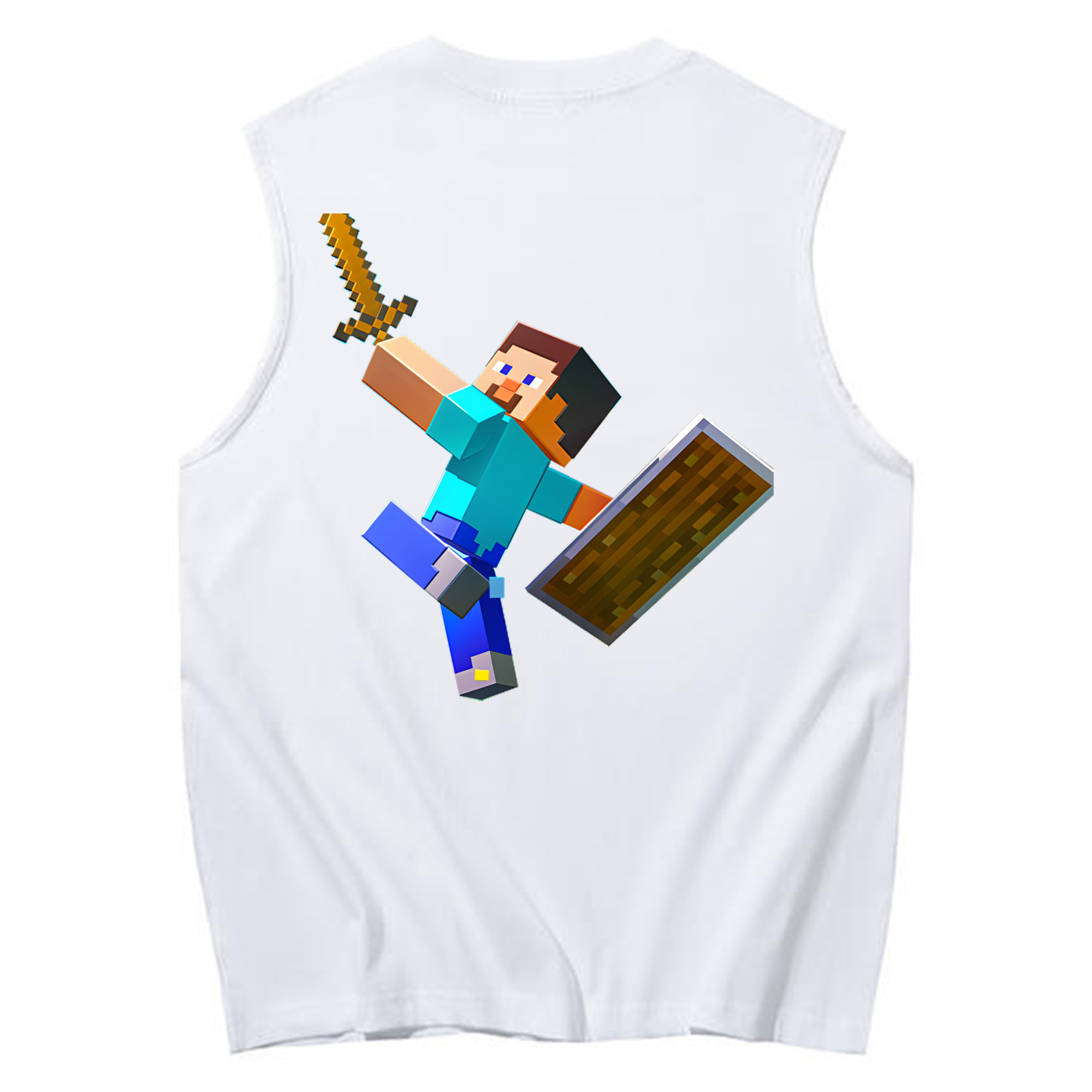 （画像用） マインクラフト ブロックの世界 Minecraft MC Block world コットン100％タンクトップ（背面プリント）