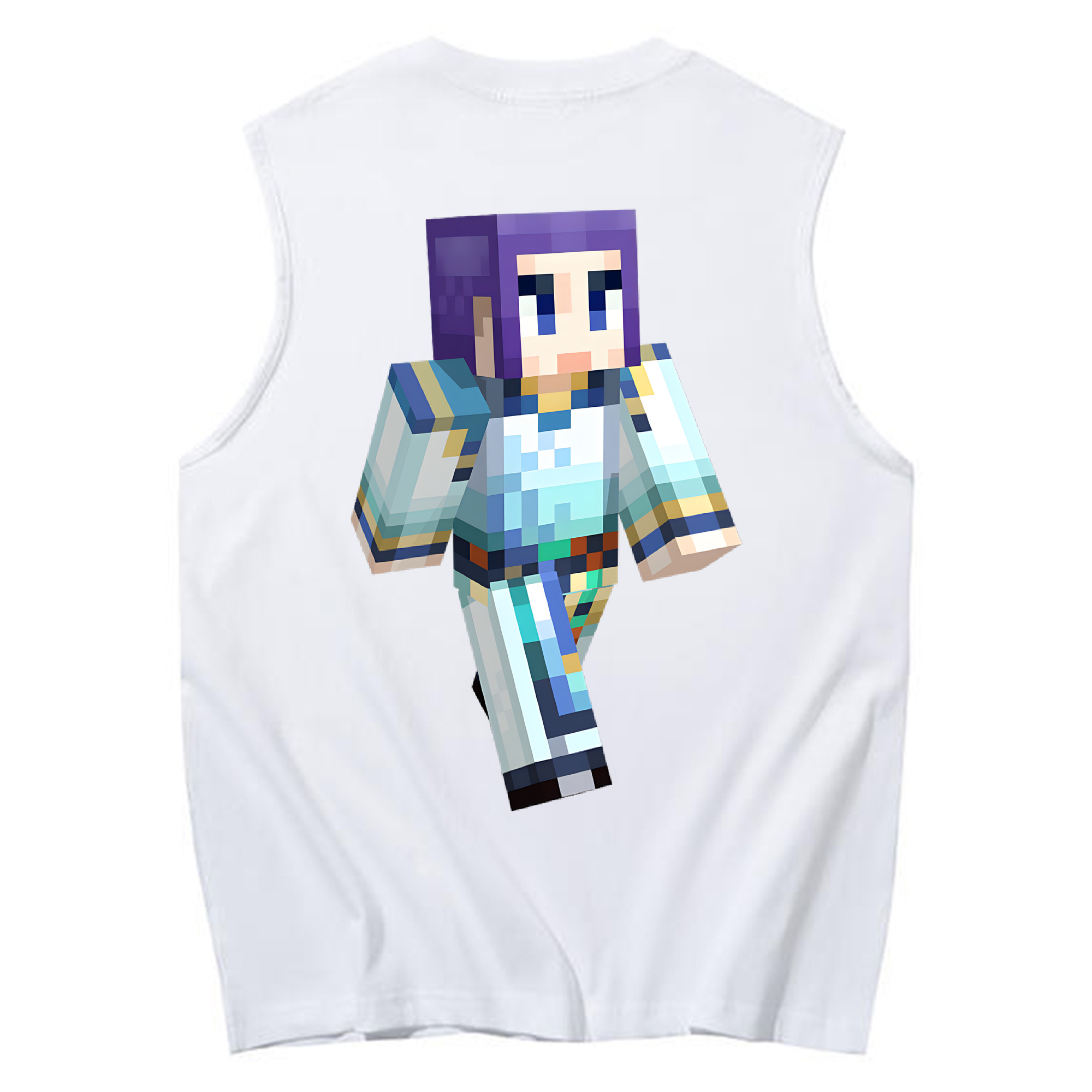 （画像用） マインクラフト ブロックの世界 Minecraft MC Block world コットン100％タンクトップ（背面プリント）