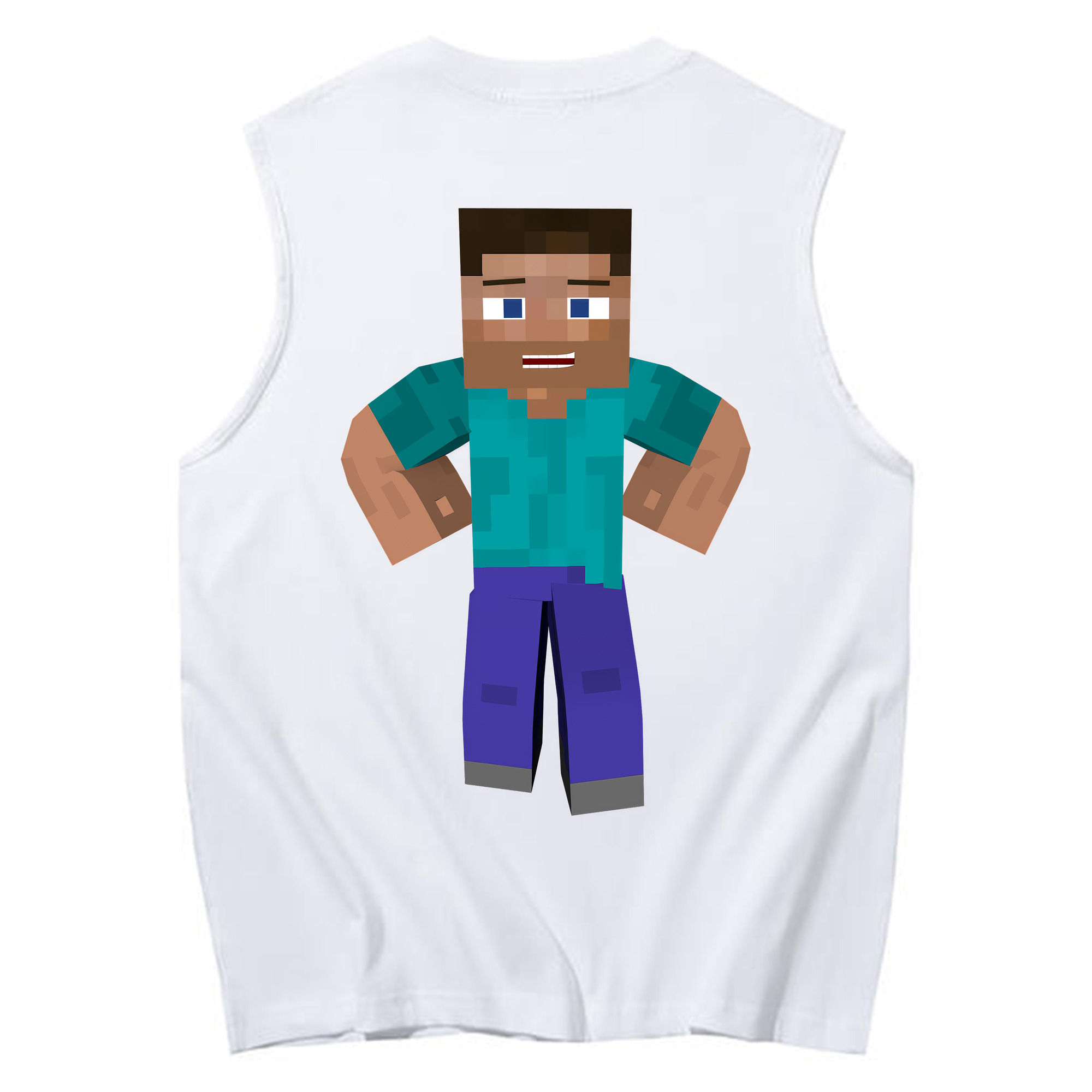 （画像用） マインクラフト ブロックの世界 Minecraft MC Block world コットン100％タンクトップ（背面プリント）