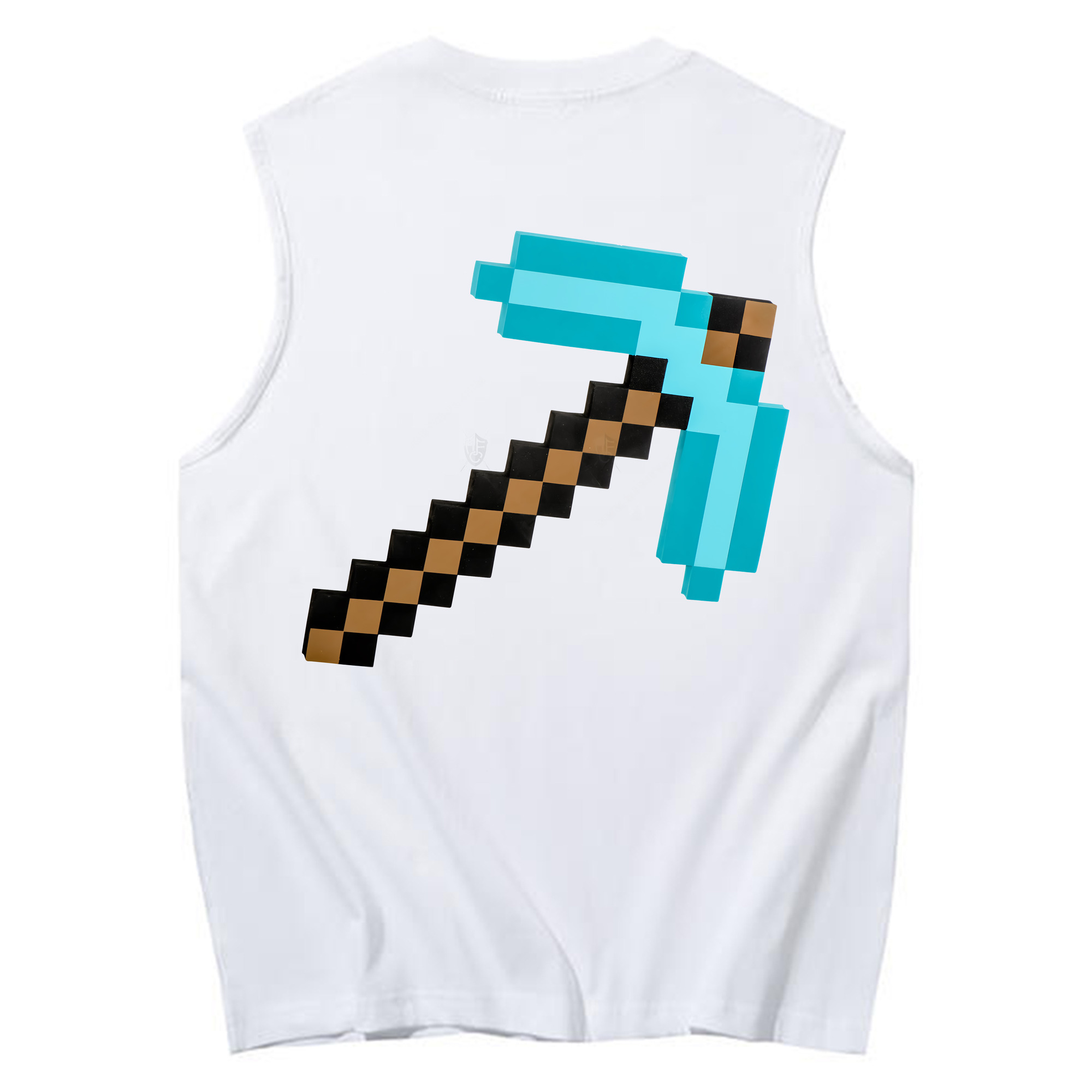（画像用） マインクラフト ブロックの世界 Minecraft MC Block world コットン100％タンクトップ（背面プリント）