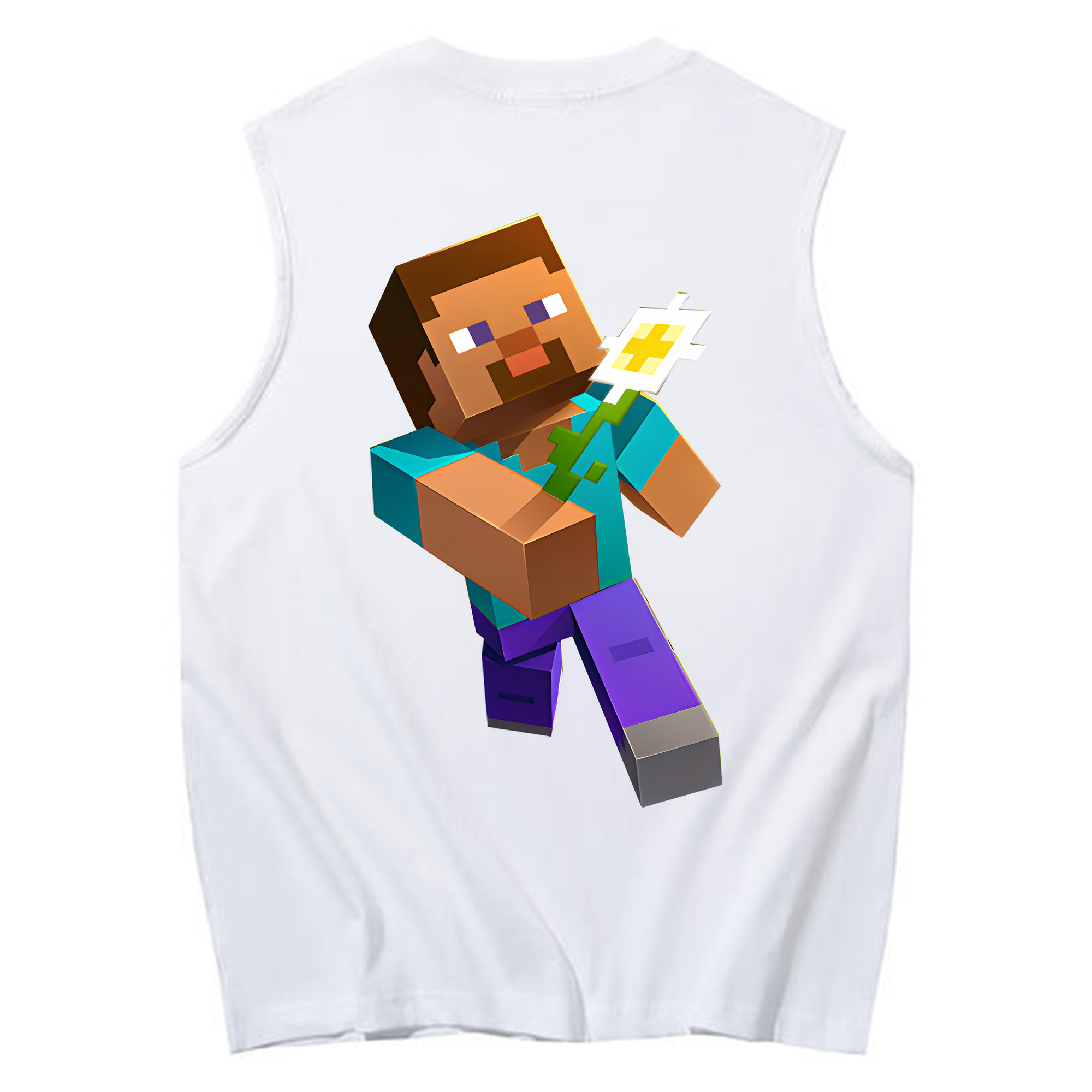（画像用） マインクラフト ブロックの世界 Minecraft MC Block world コットン100％タンクトップ（背面プリント）