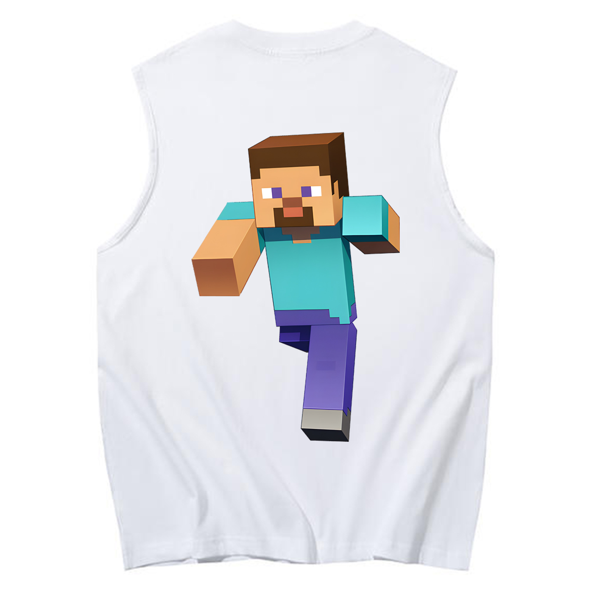 （画像用） マインクラフト ブロックの世界 Minecraft MC Block world コットン100％タンクトップ（背面プリント）