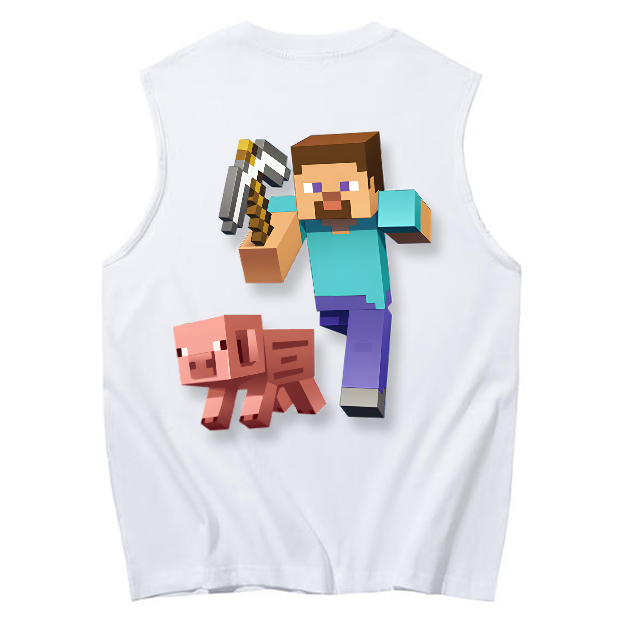 （画像用） マインクラフト ブロックの世界 Minecraft MC Block world コットン100％タンクトップ（背面プリント）