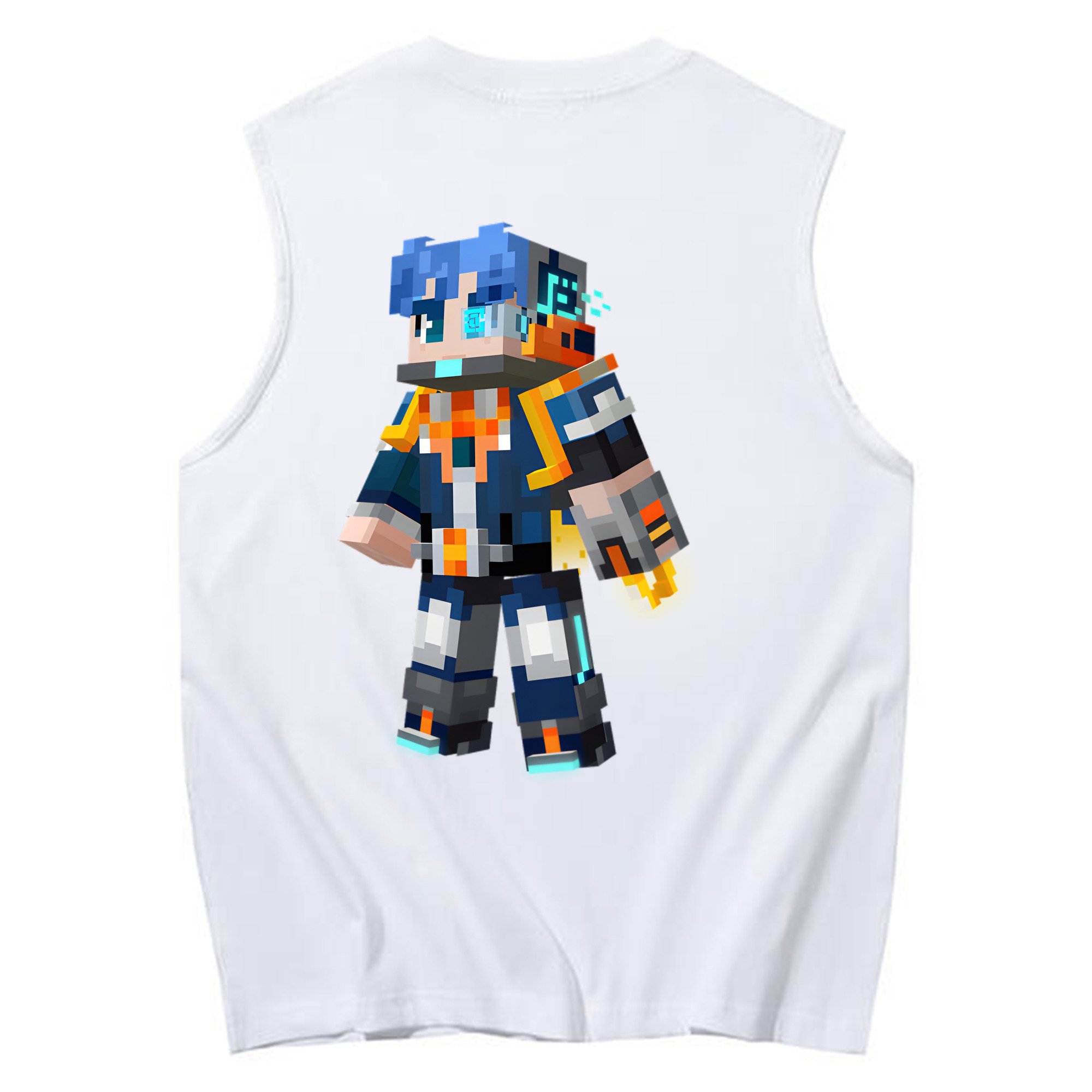 （画像用） マインクラフト ブロックの世界 Minecraft MC Block world コットン100％タンクトップ（背面プリント）
