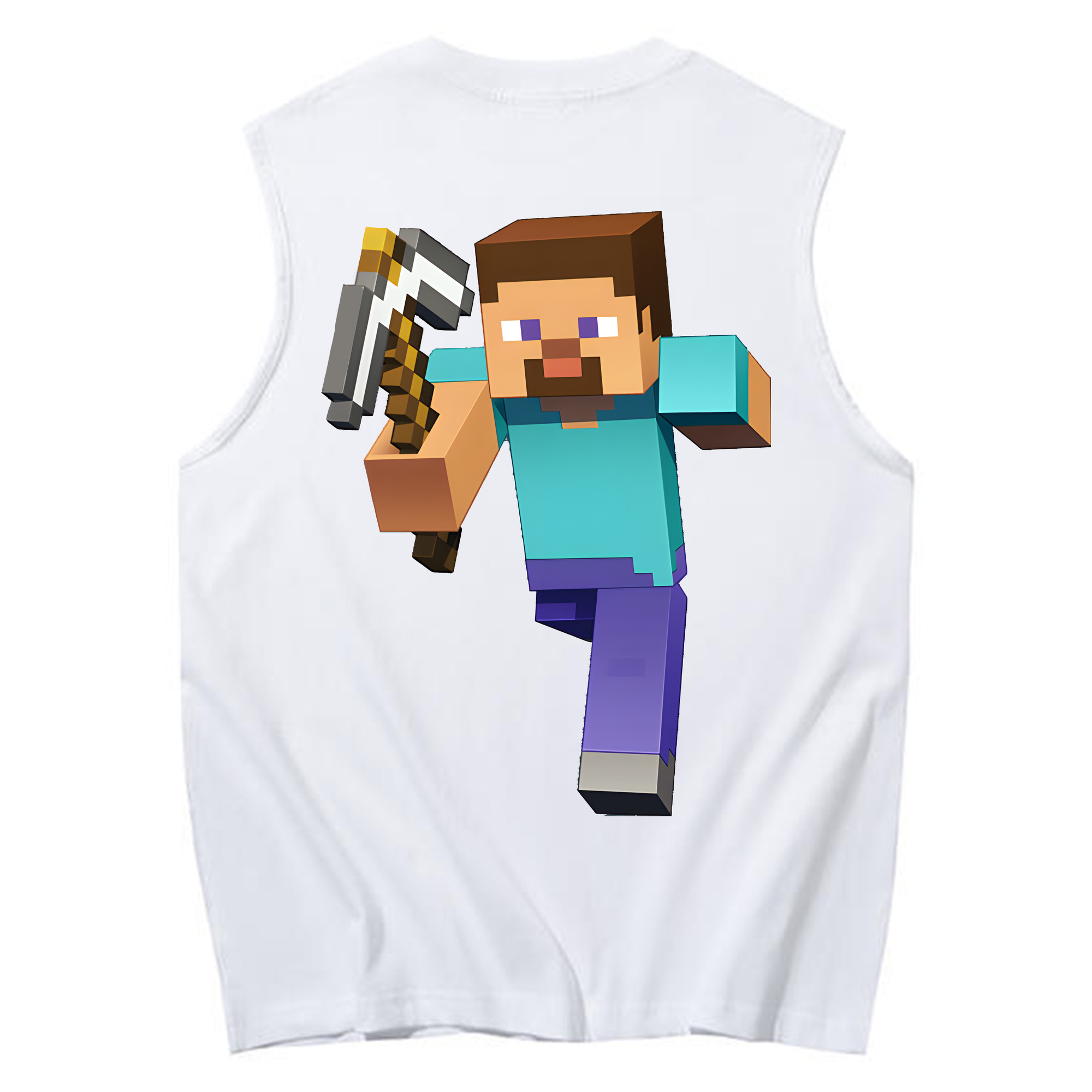 （画像用） マインクラフト ブロックの世界 Minecraft MC Block world コットン100％タンクトップ（背面プリント）