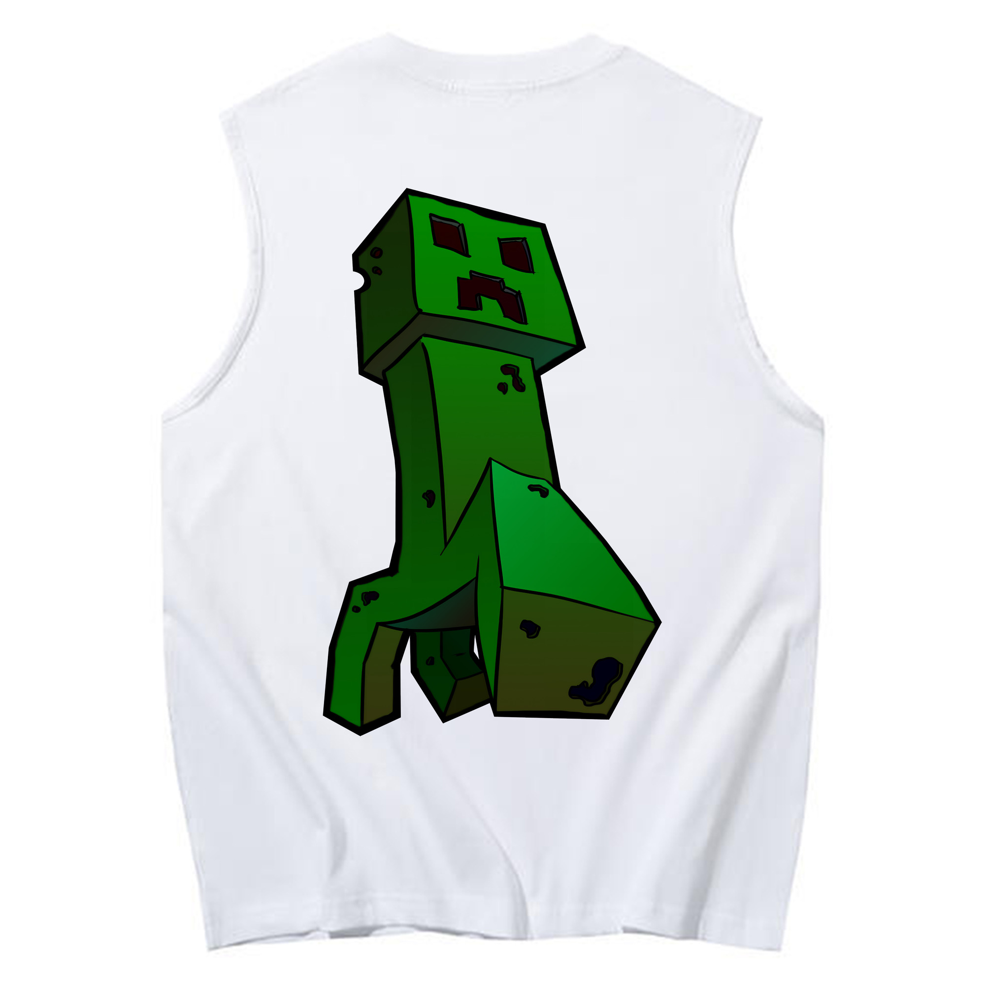（画像用） マインクラフト ブロックの世界 Minecraft MC Block world コットン100％タンクトップ（背面プリント）