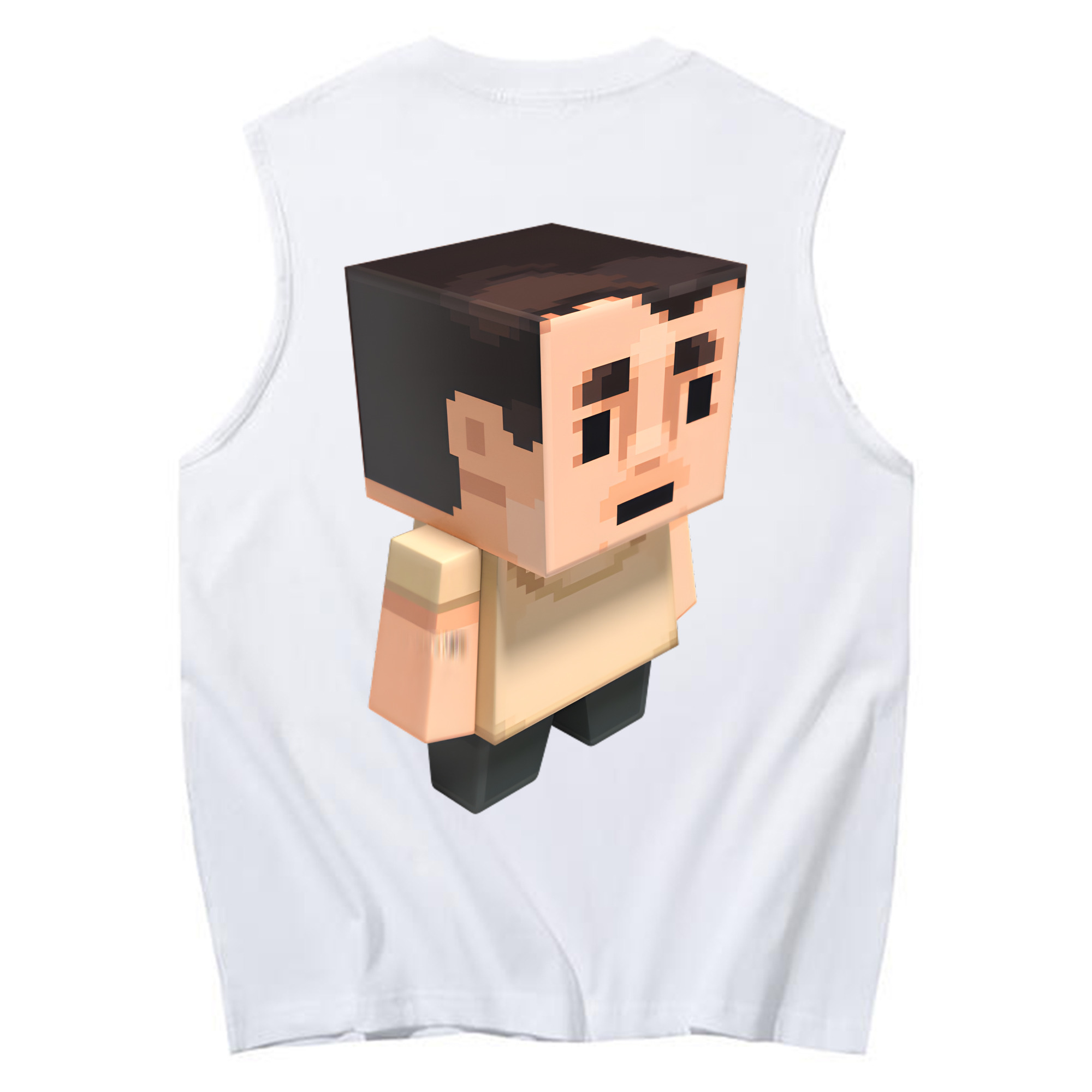 （画像用） マインクラフト ブロックの世界 Minecraft MC Block world コットン100％タンクトップ（背面プリント）