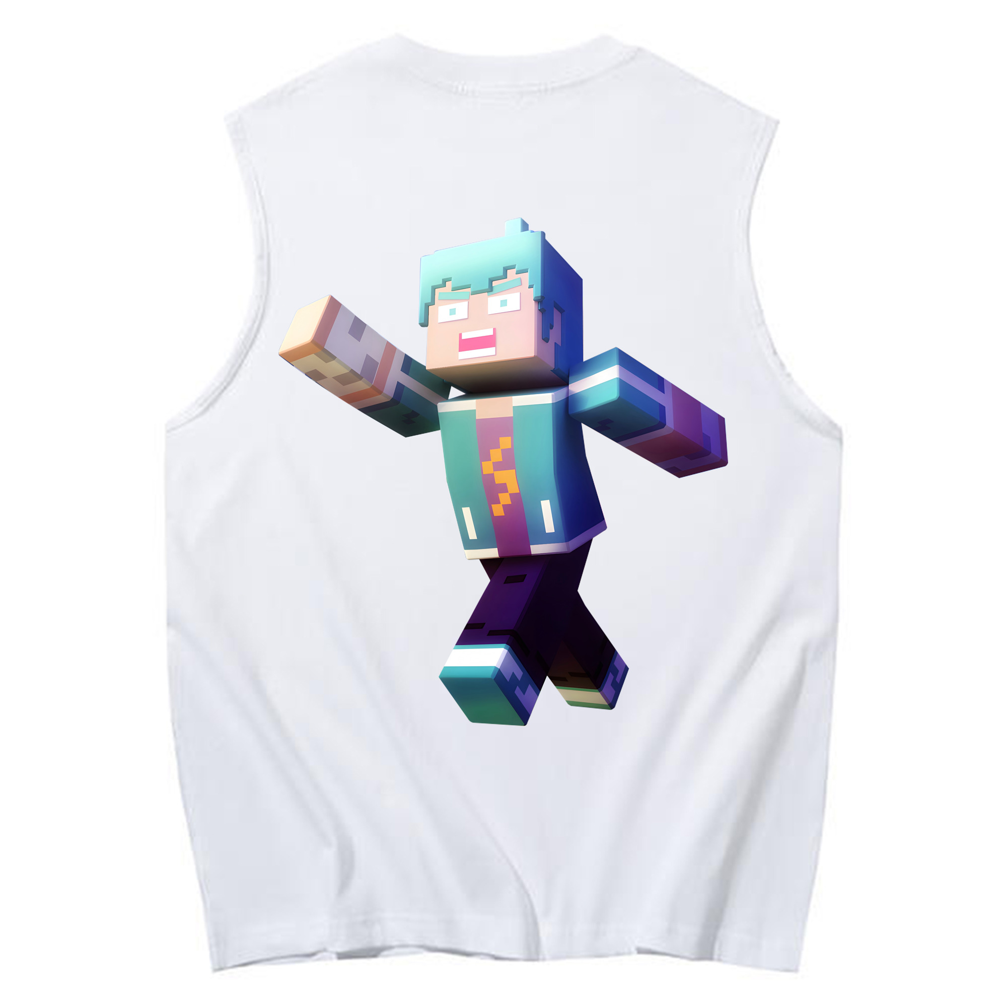 （画像用） マインクラフト ブロックの世界 Minecraft MC Block world コットン100％タンクトップ（背面プリント）